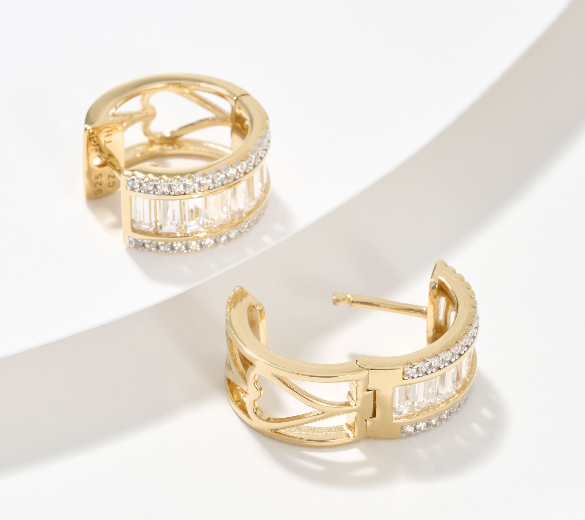 Diamonique x Jennifer Miller Baguette Earrings, Sterling Silver