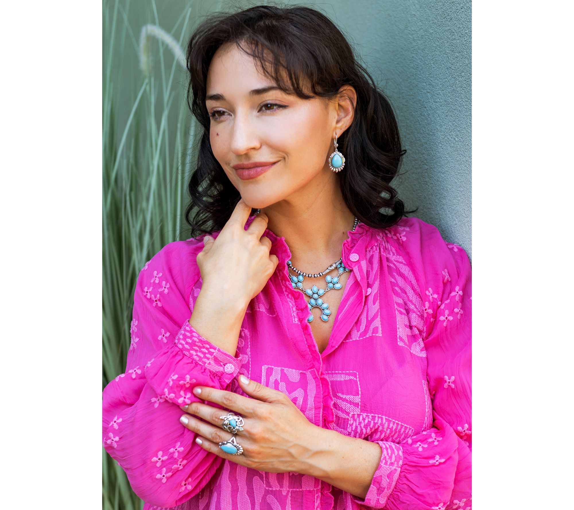 American West Sterling Silver Pear Kingman Turquoise Lever Back Earrings