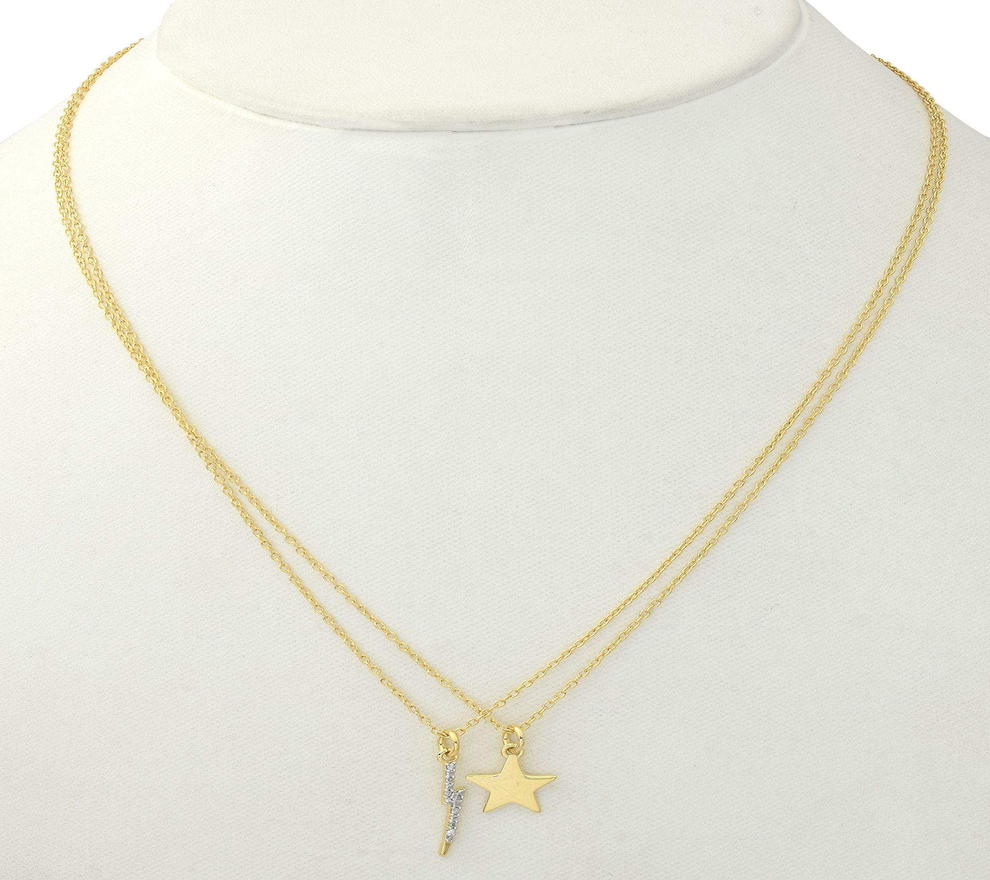 Affinity Diamonds Lightening & Star Necklace Set, 14K Plated