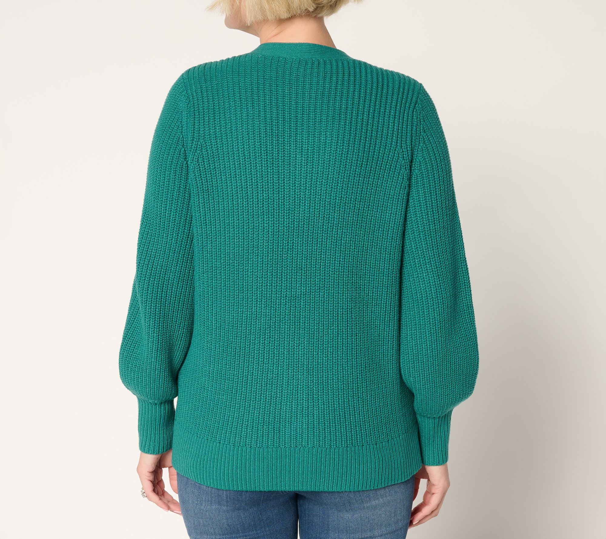 Belle by Kim Gravel Chunky Shaker Knit Bishop Sleeve Cardigan