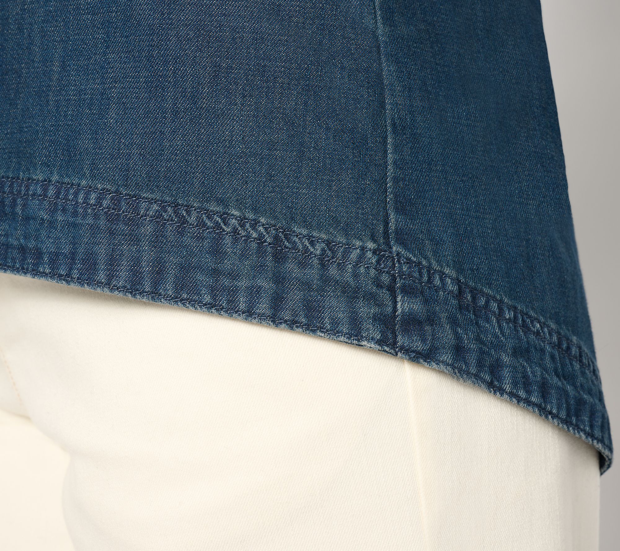 Me by Jennie Garth Eden Drapey Denim Popover Blouse