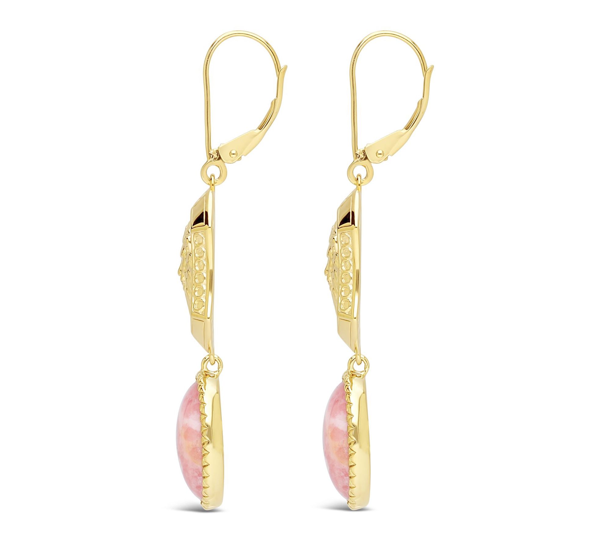 Goddaughters 14K Gold Clad Rhodocrosite Lion Earrings