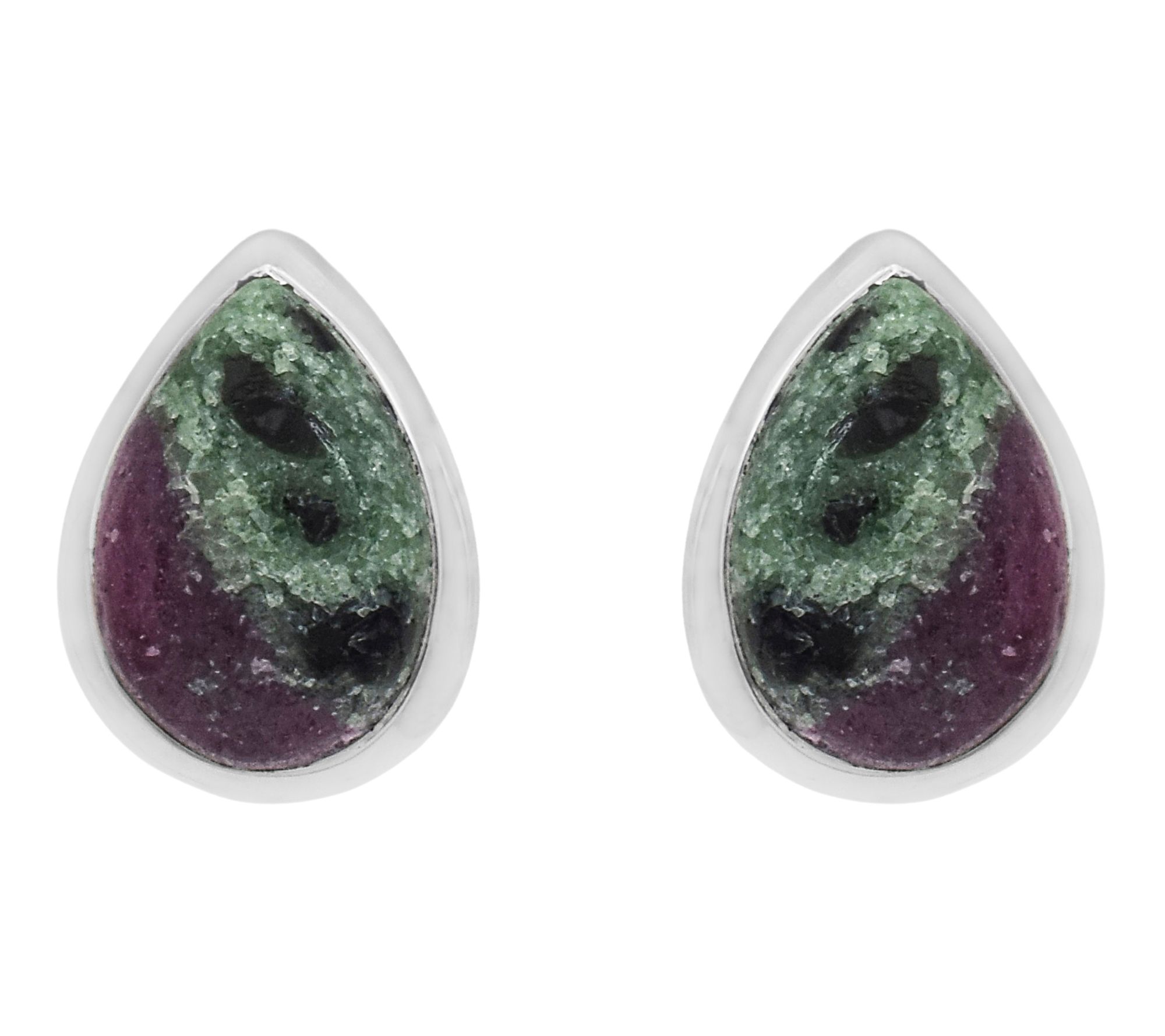 Affinity Gems Ruby Zoisite Stud Earrings, Sterling Silver