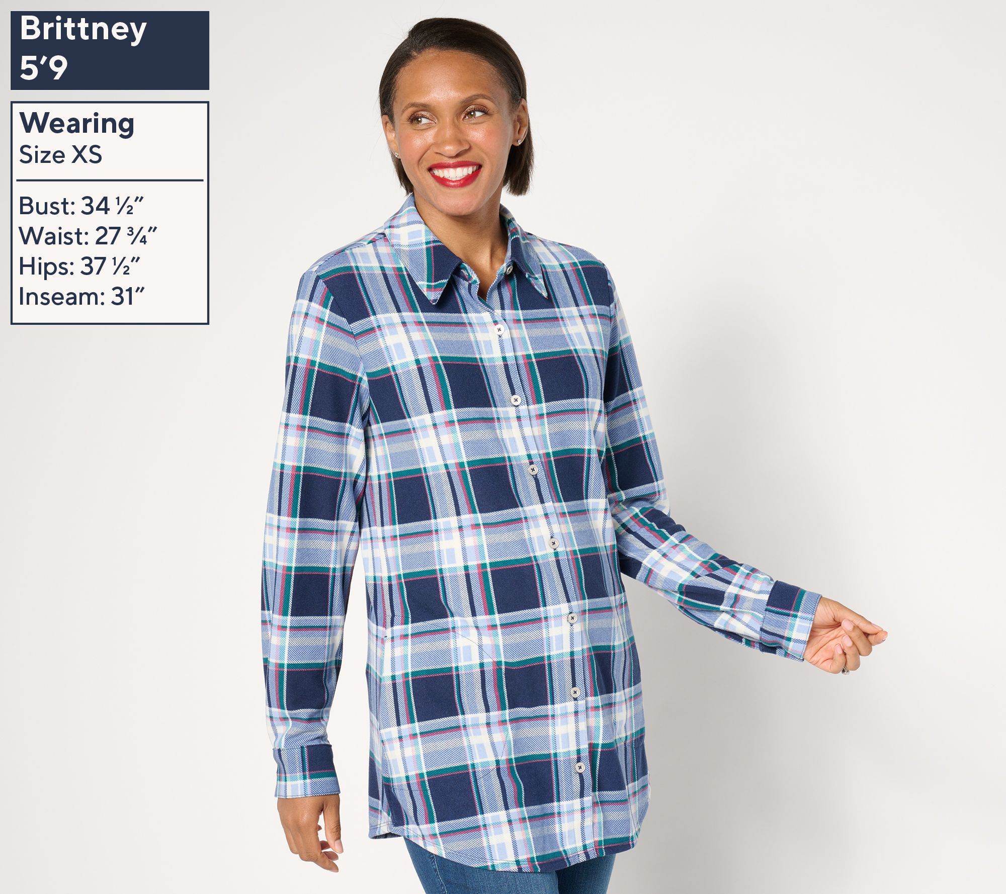 Denim & Co. Regular Heavenly Jersey Button Front Tunic