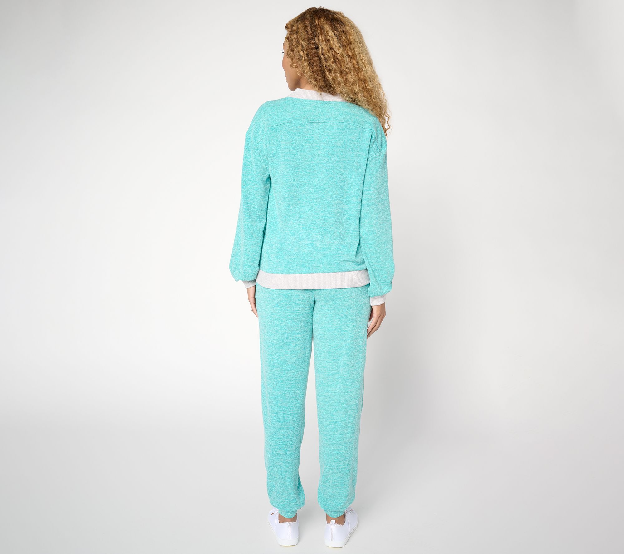 MUK LUKS Brushed Sweater Button-Up Lounge Set