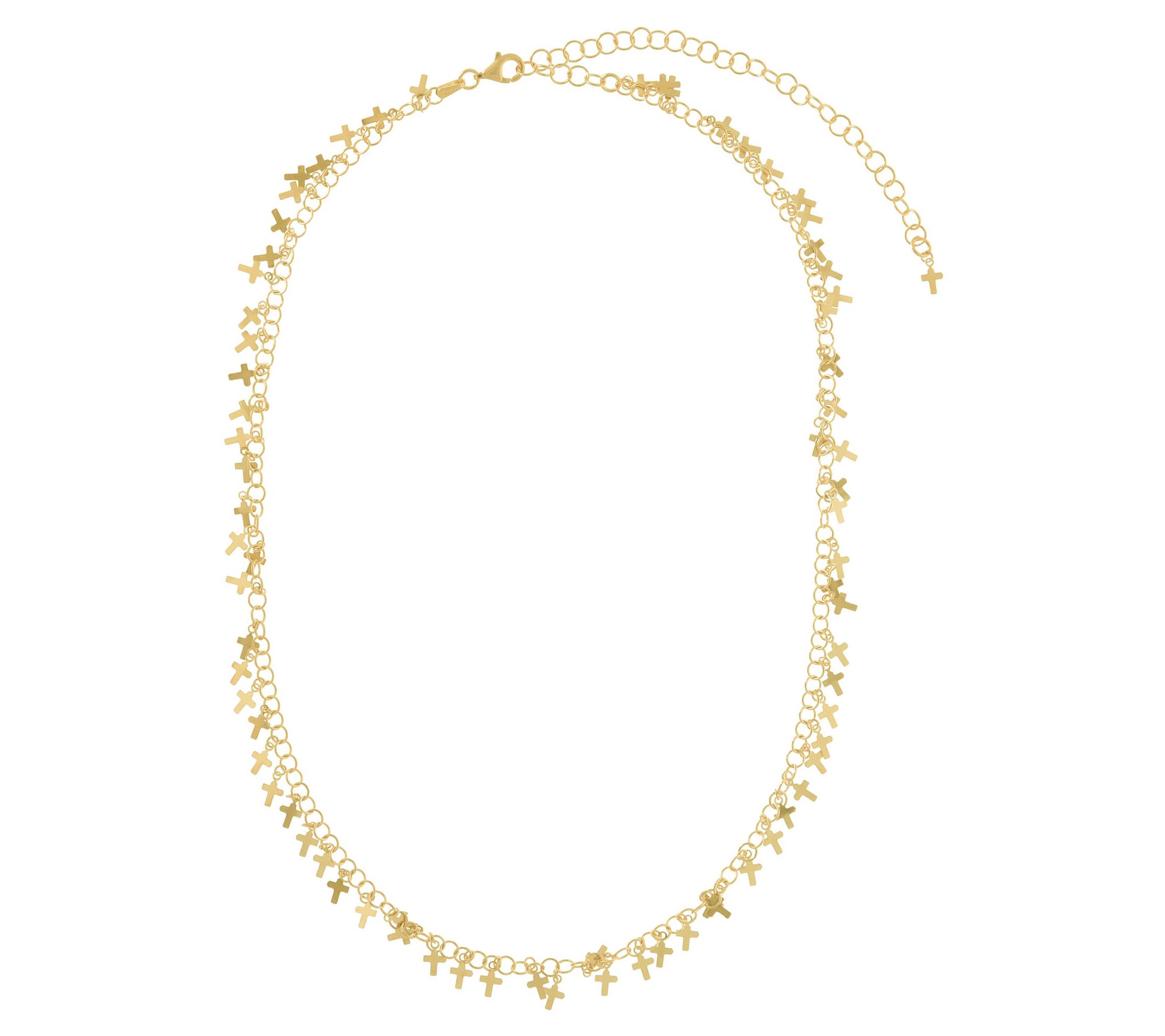 Veronese 18K Gold Plated Cross Adjustable Necklace, 5.4g