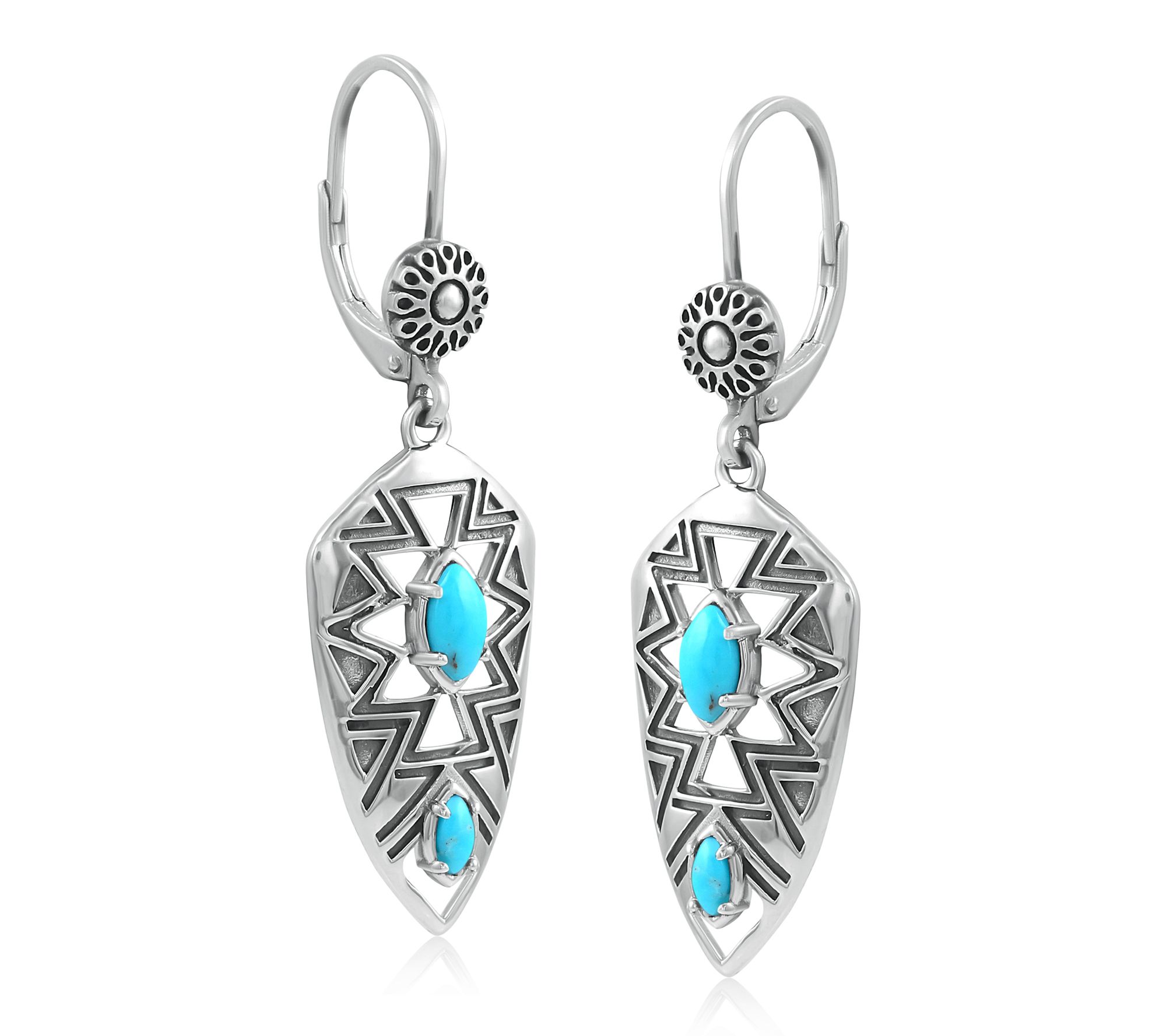 American West Sterling Patterned & Gemstone Dangle Earrings