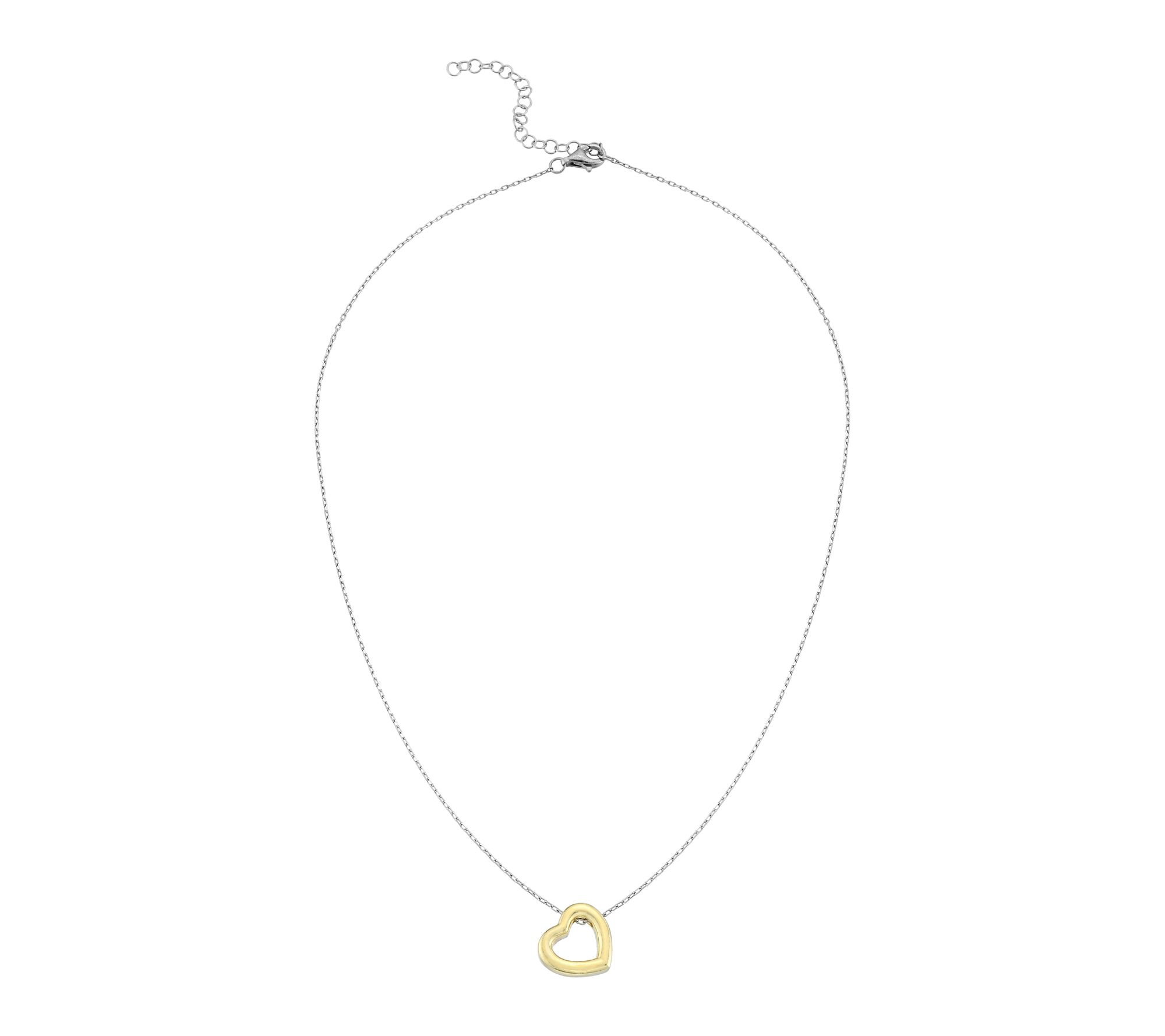 Silver Style Two-Tone Open Heart Necklace, Sterling Silver