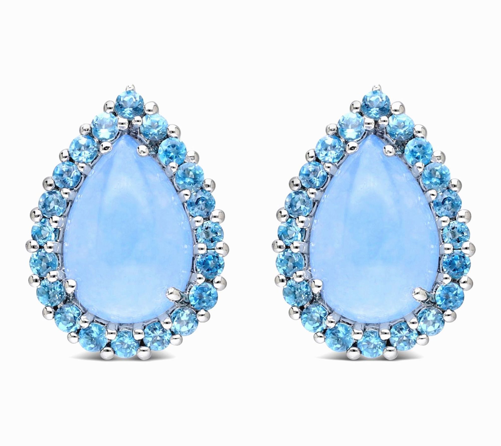 Ariva Sterling Blue Jadeite & Blue Topaz Delphine Earrings