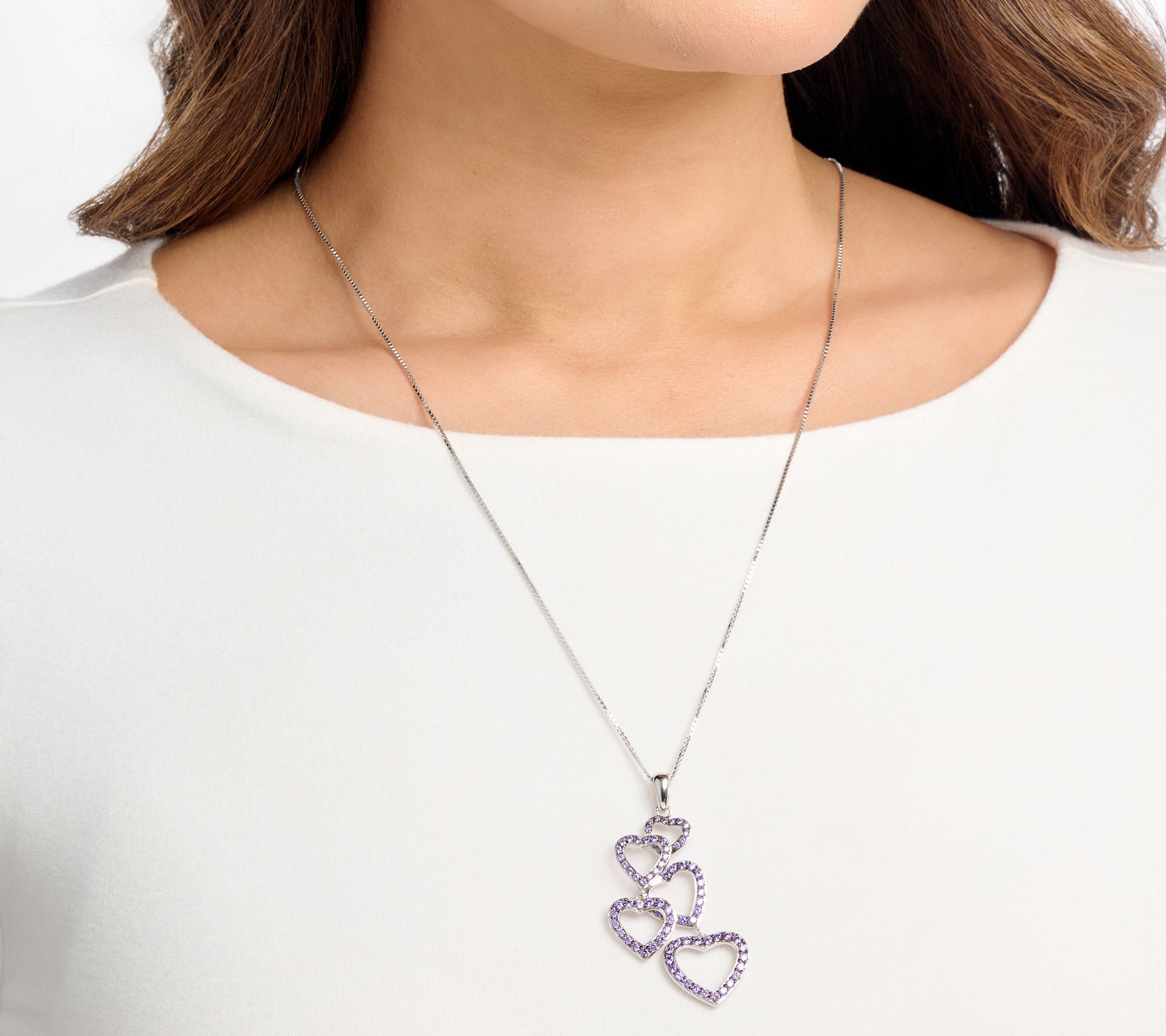 Diamonique x Kathy Levine Color Hearty Party Necklace, Sterl