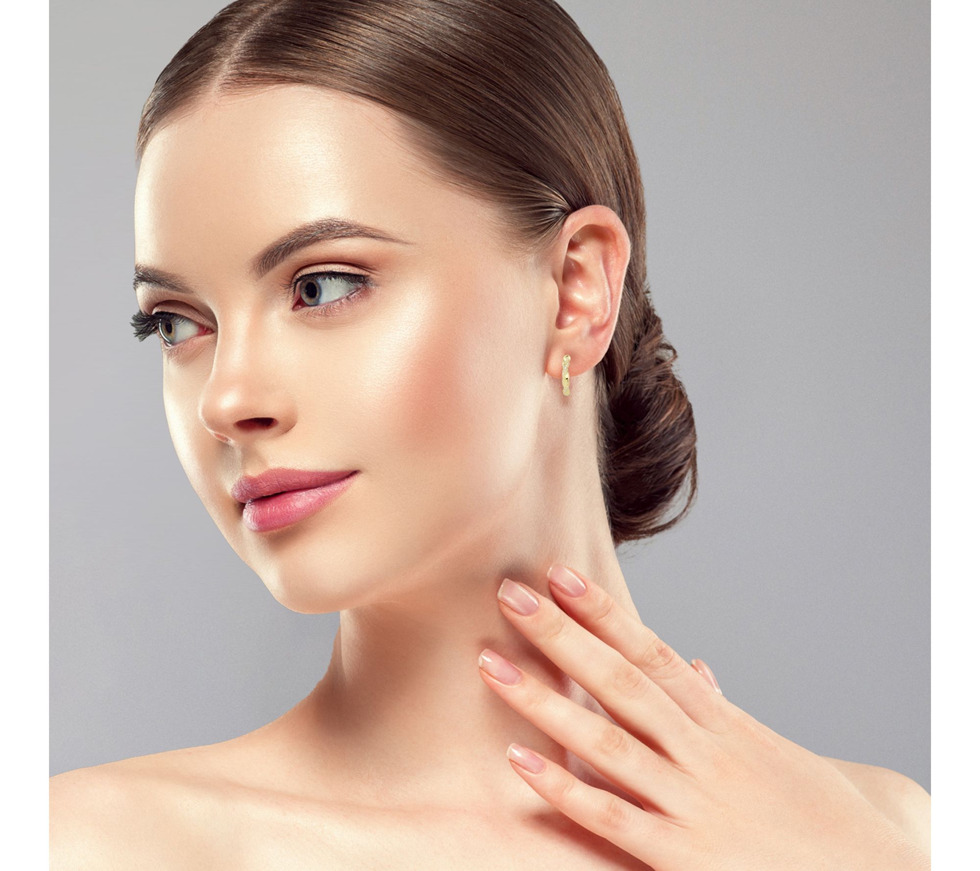 Sterlina Silver Pave Twist Hoop Earrings, Sterling