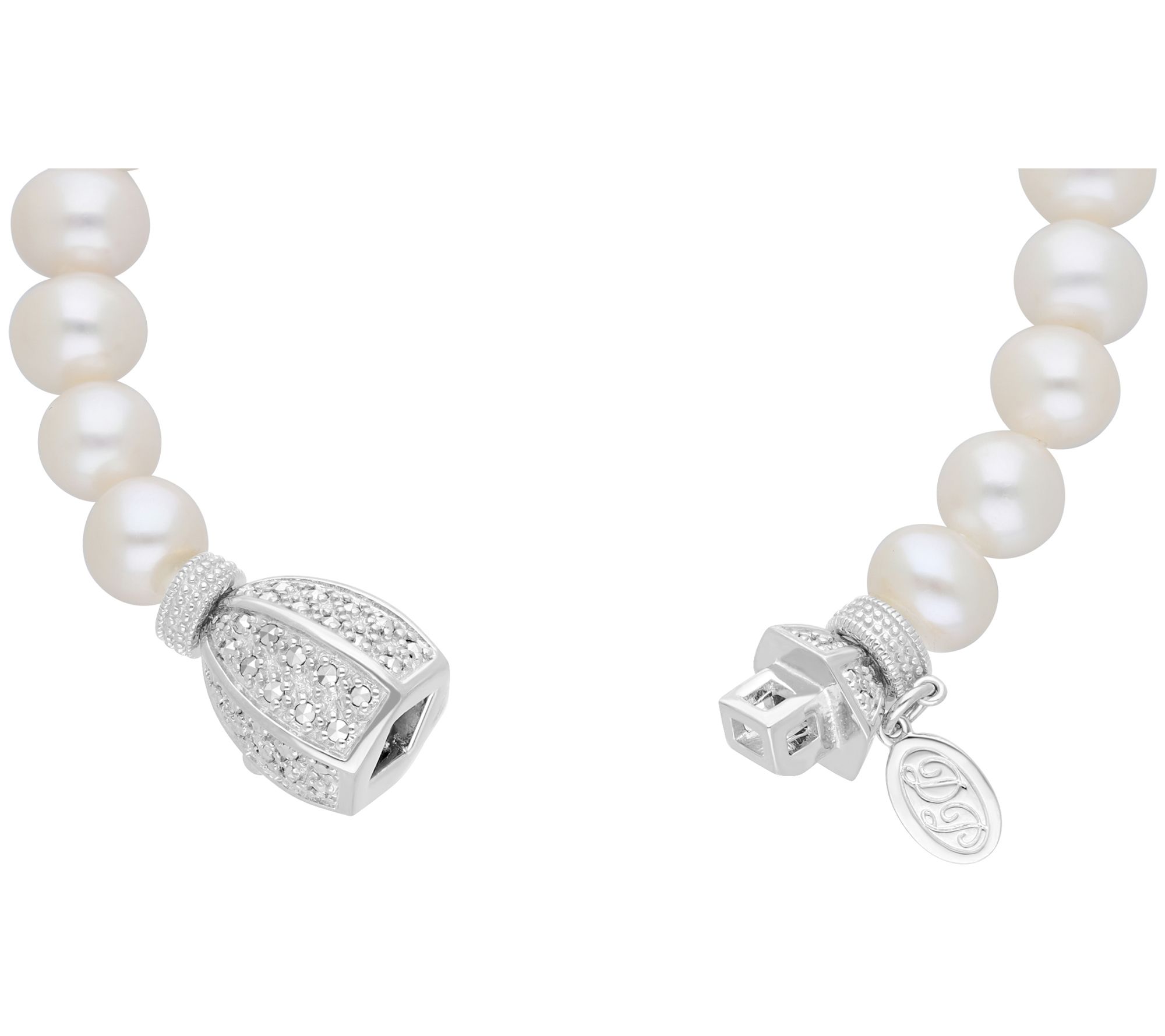 Dallas Prince Marcasite & Cultured Pearl Bracelet, Sterling