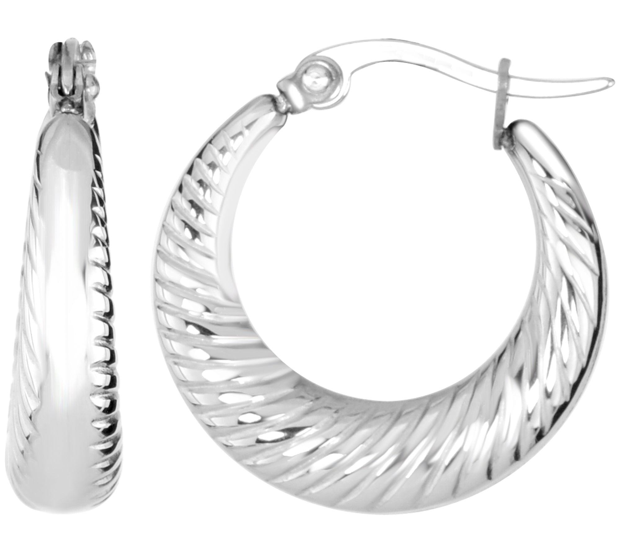 Steel by Design Graduated Textured Hoop Earrings