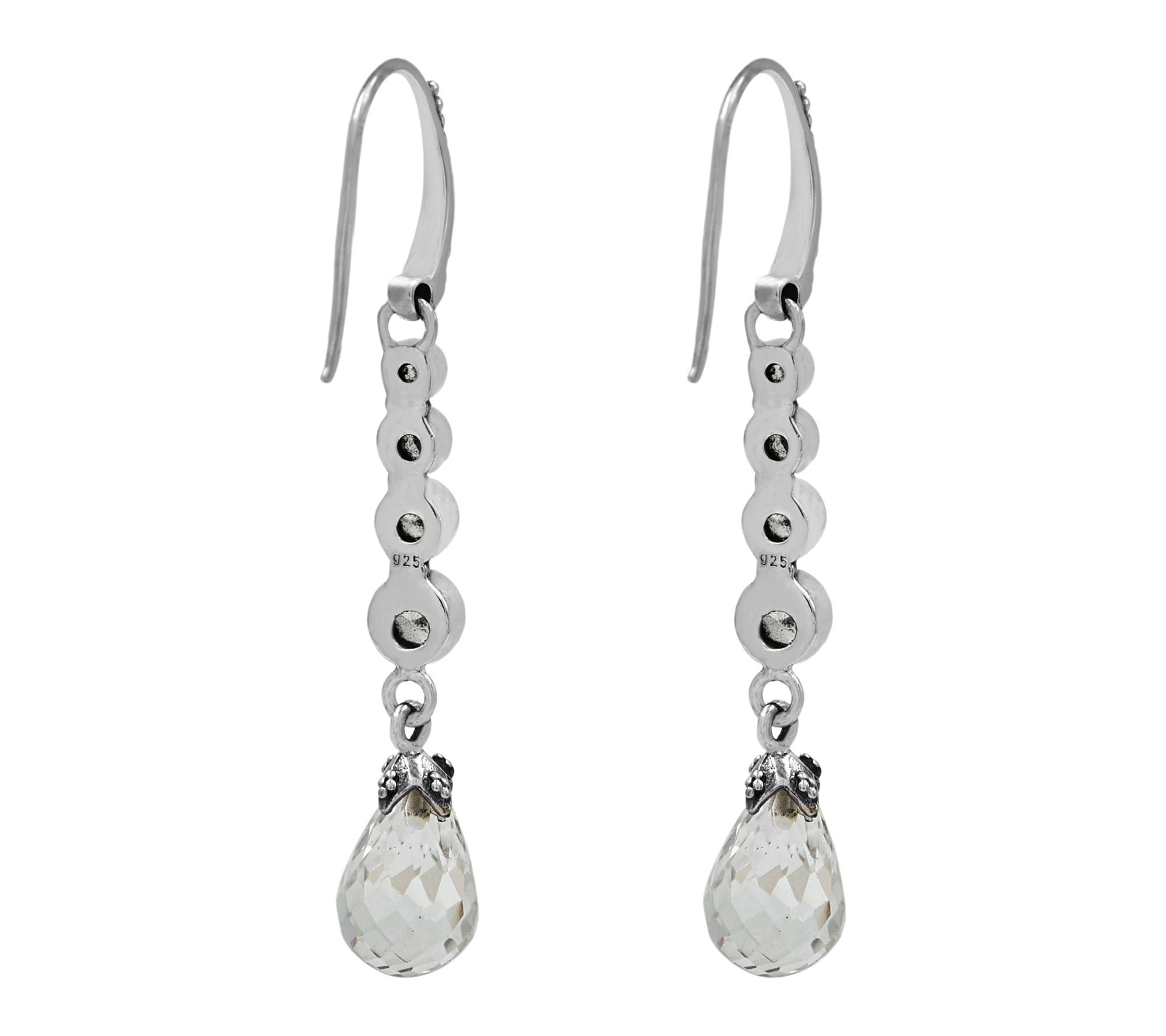 Artisan Crafted Sterling Zircon & Rock CrystalDangle Earrings