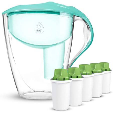 Dafi Astra Alkaline LED Filtering Water Filter Pitcher Mint + Water Filters 5-Pack Made in Europe BPA-Free, Green