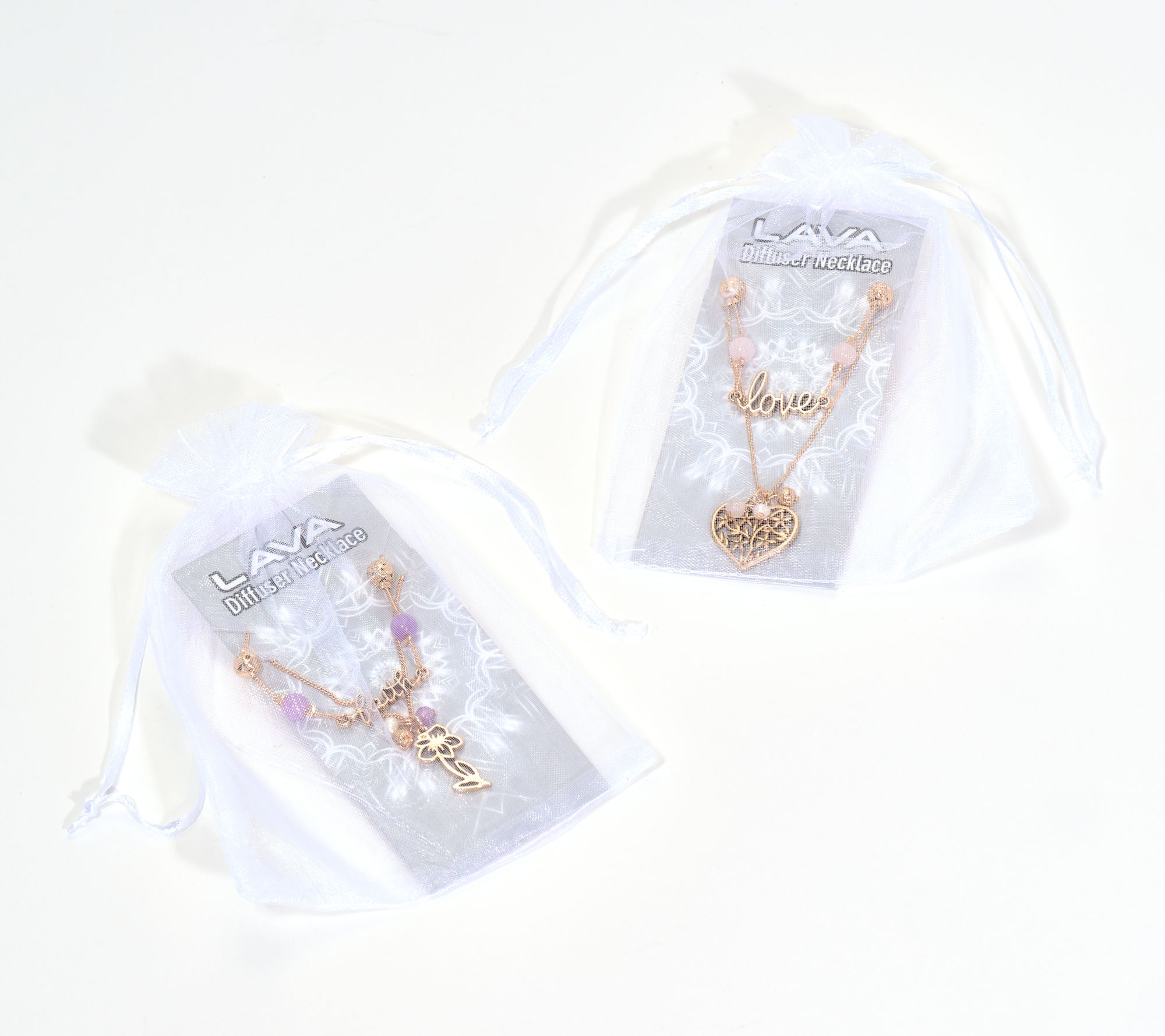 Zorbitz Set of 2 Lava Bead Inspirational Necklaces