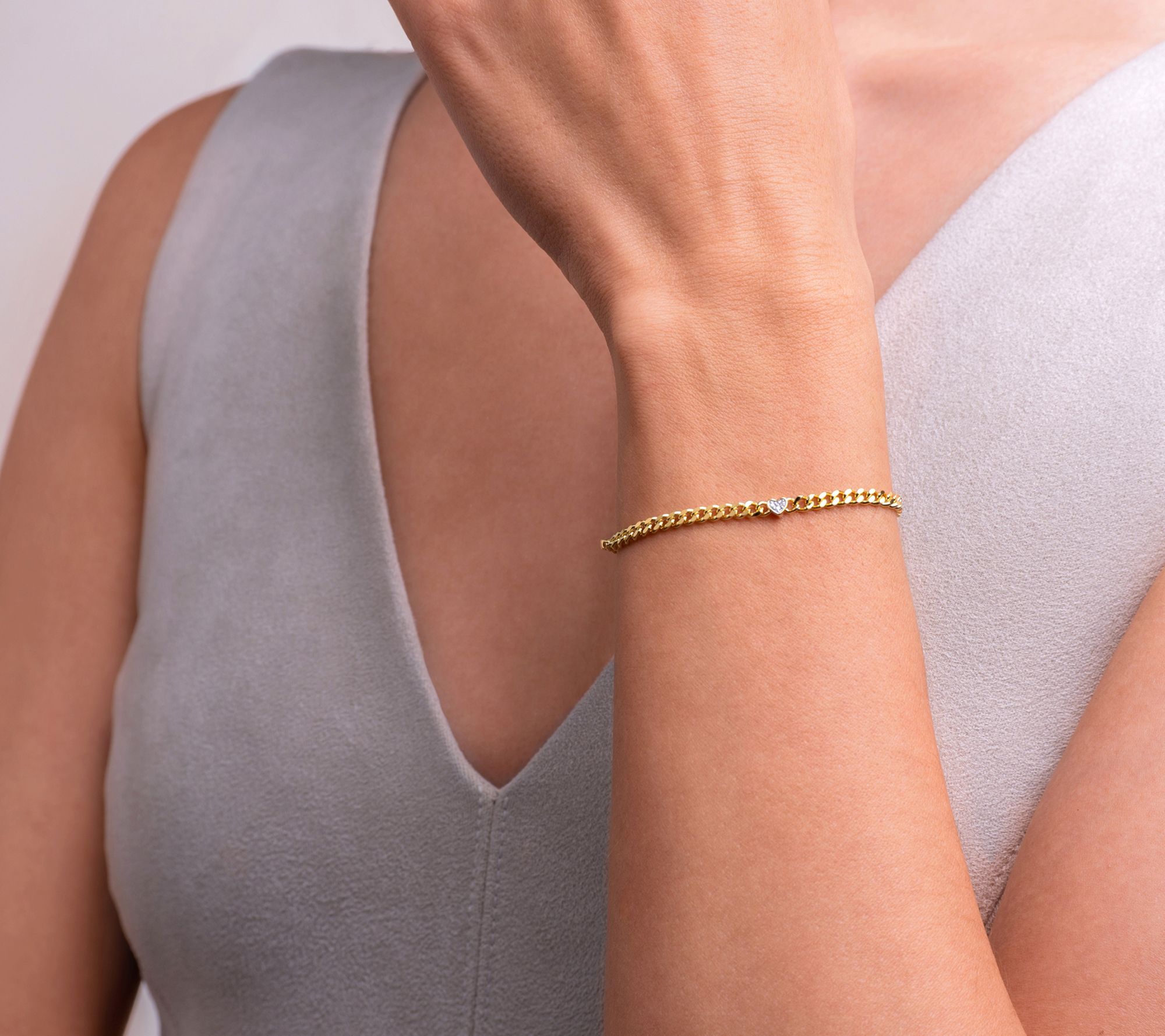 Diamond Accent Chain Bracelet, 18K Gold Plated