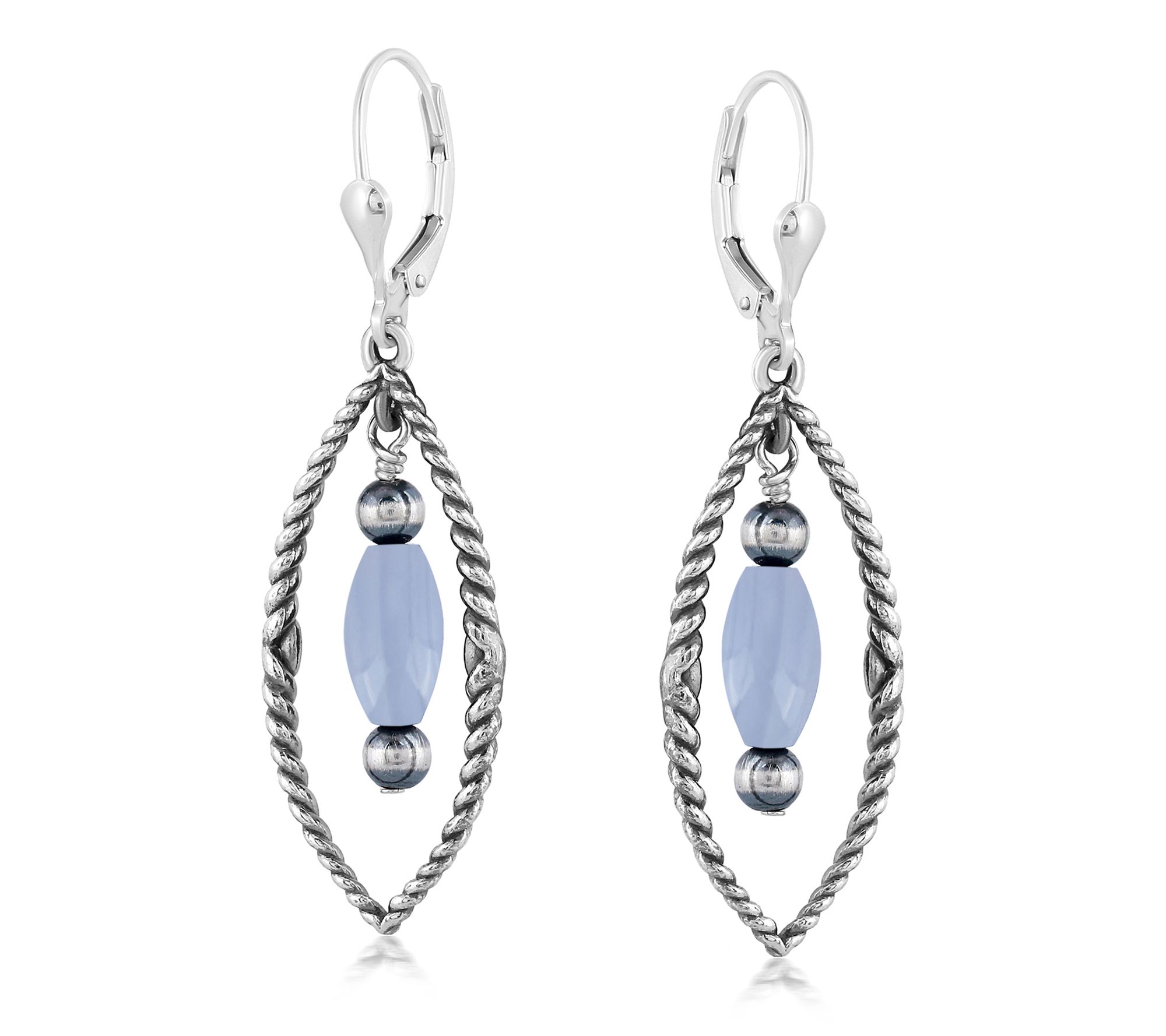 American West Sterling Marquise Cut Gemstone Dangle Earrings