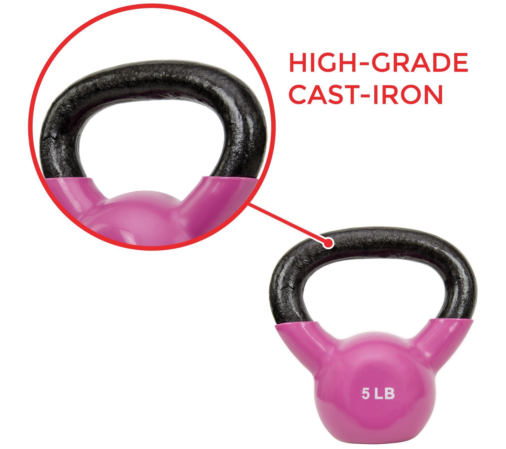 Sunny Health & Fitness Vinyl Coated Kettle Bell- 5-lbs