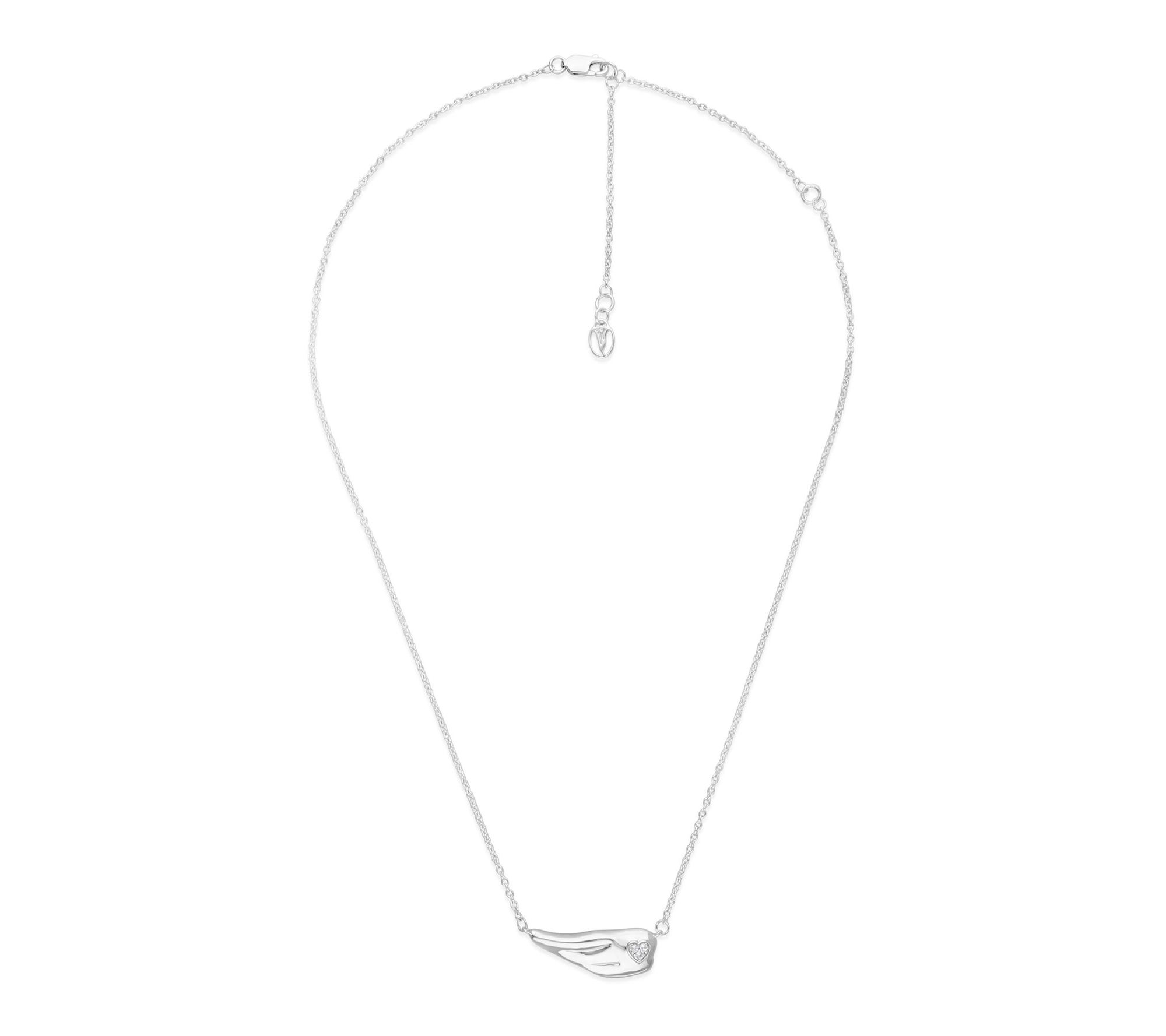 Goddaughters Sterling Silver White Topaz Wing Necklace