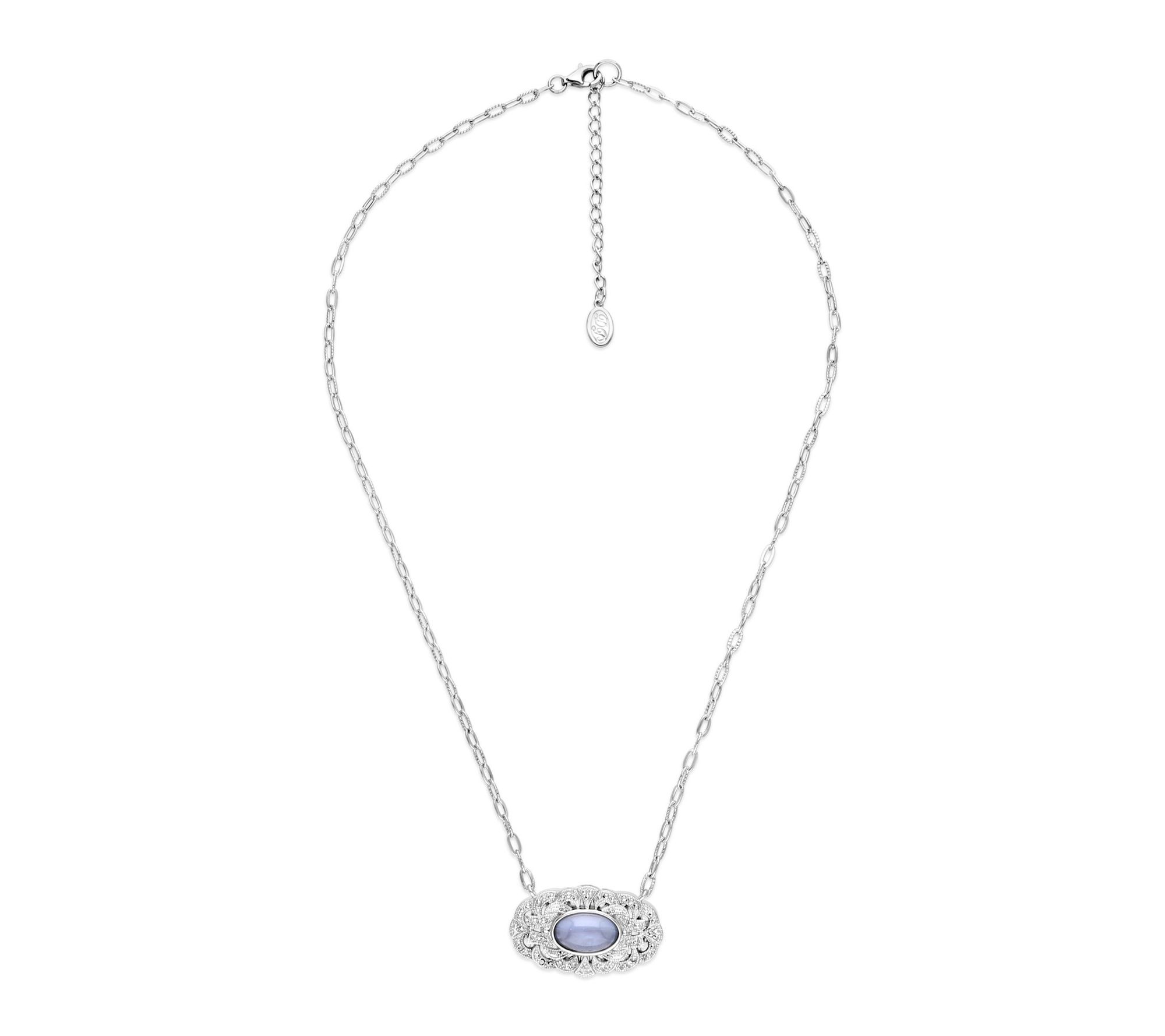 Dallas Prince Sterling Chrome Marcasite w/ Gemstone Necklace