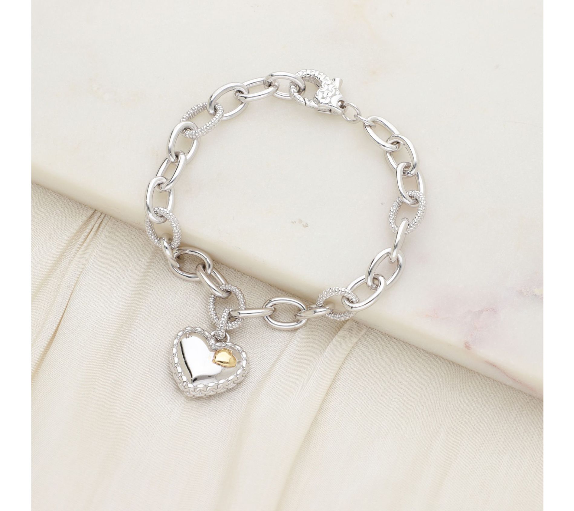 Tiffany Kay Studio Sterling & 14K Clad Heart Charm Bracelet