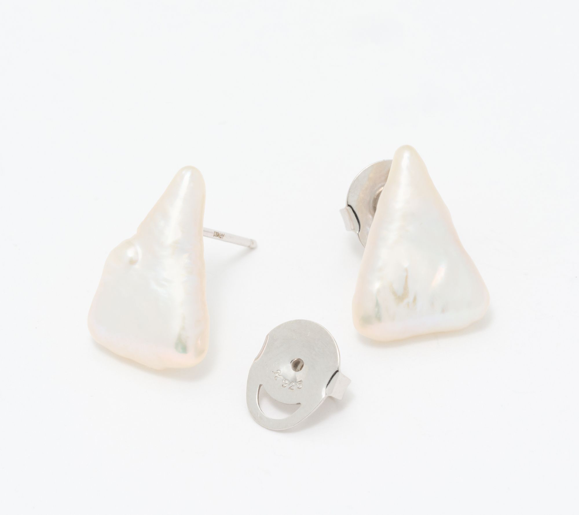 Honora Sterling Silver Triangle Shaped Cultured Pearl Stud Earrings
