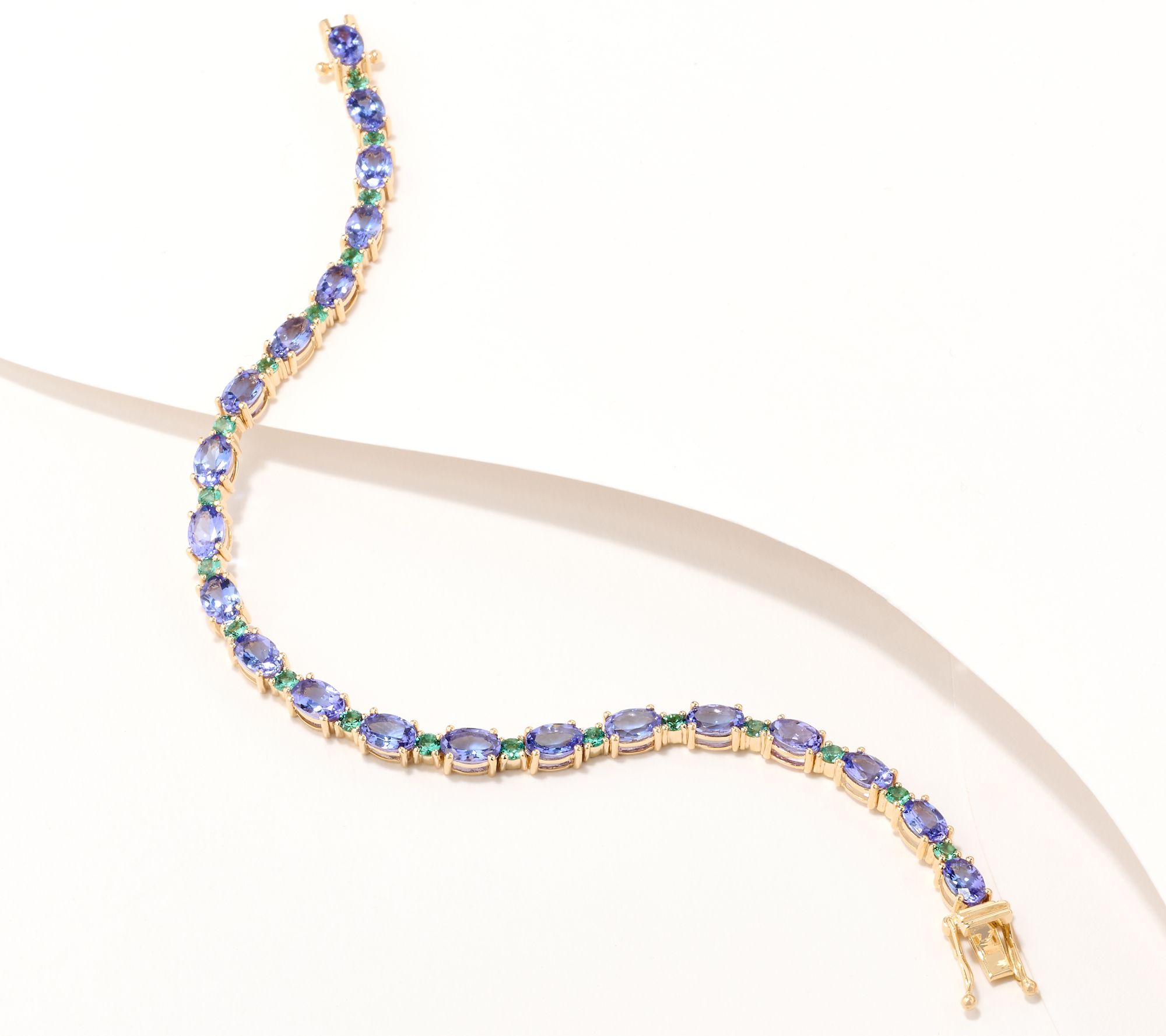 Affinity Gems Tanzanite & Emerald Bracelet, 14K