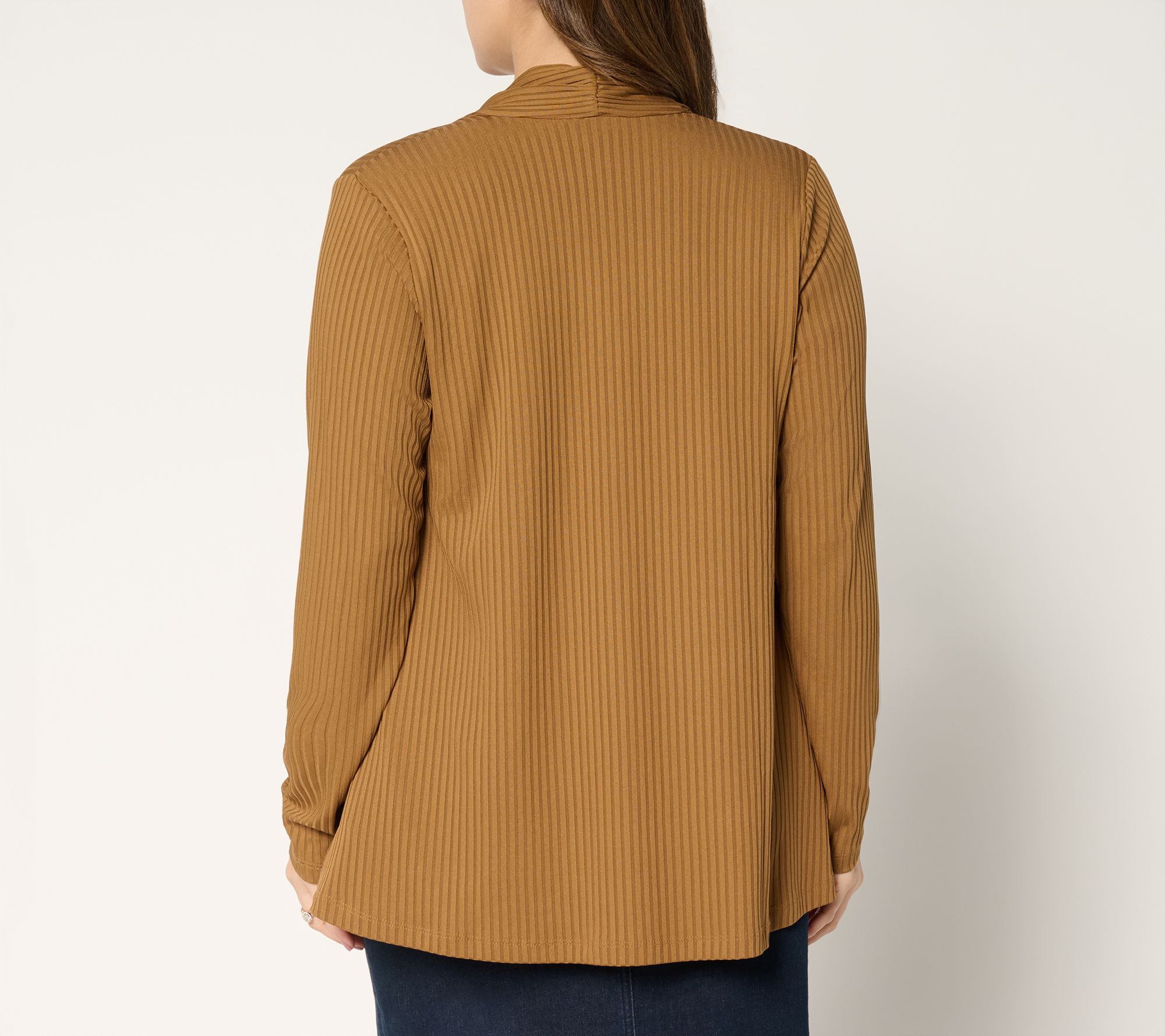 Susan Graver Regular Ribbed Liquid Knit Cardigan with Pockets