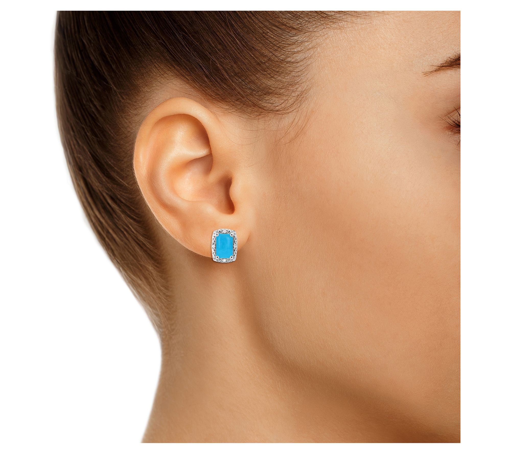 Affinity Gems Emerald Turquoise & Diamond Earrings, Sterling