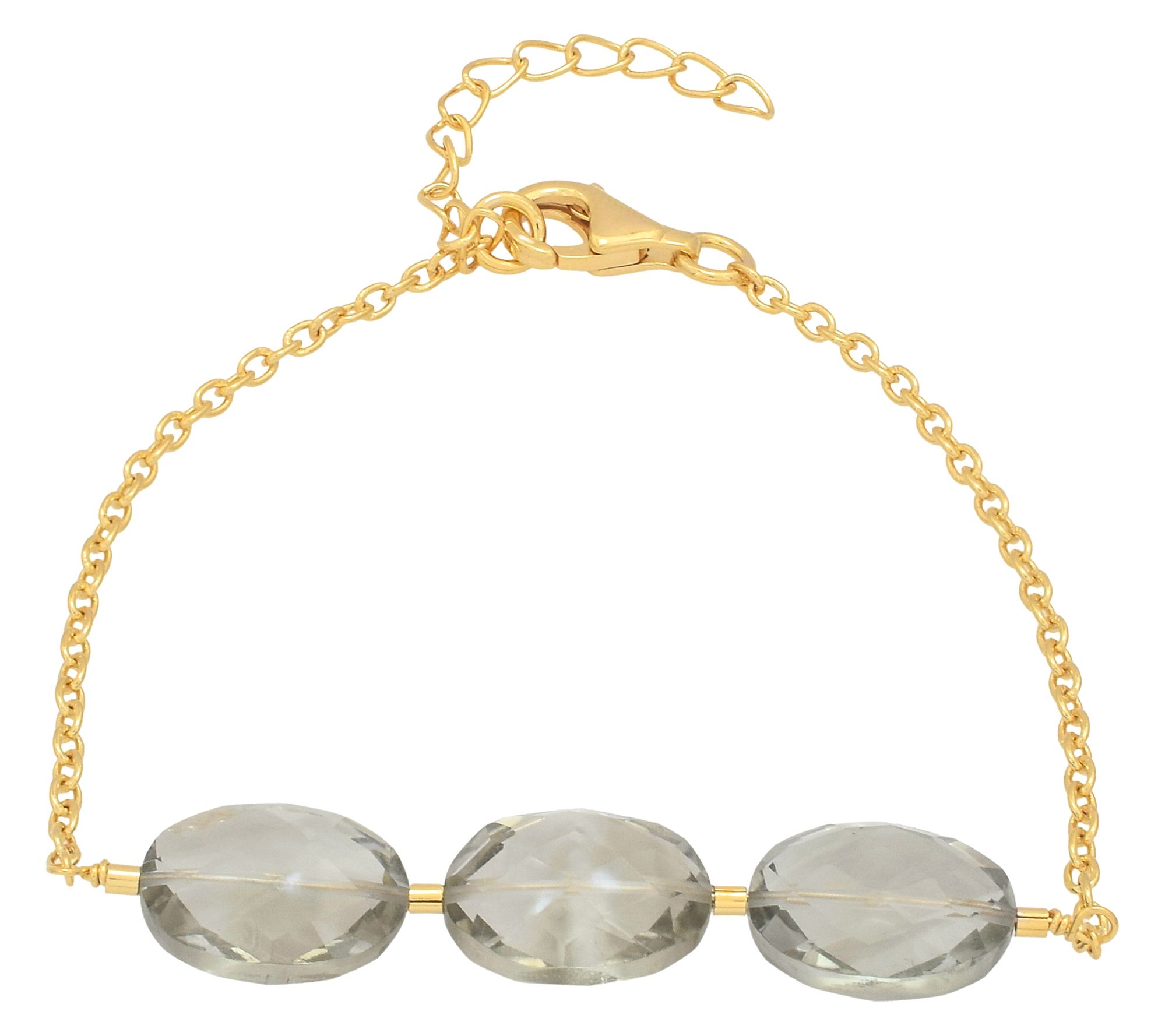 Affinity Gems Prasiolite Station Bracelet, 14KGold Plated