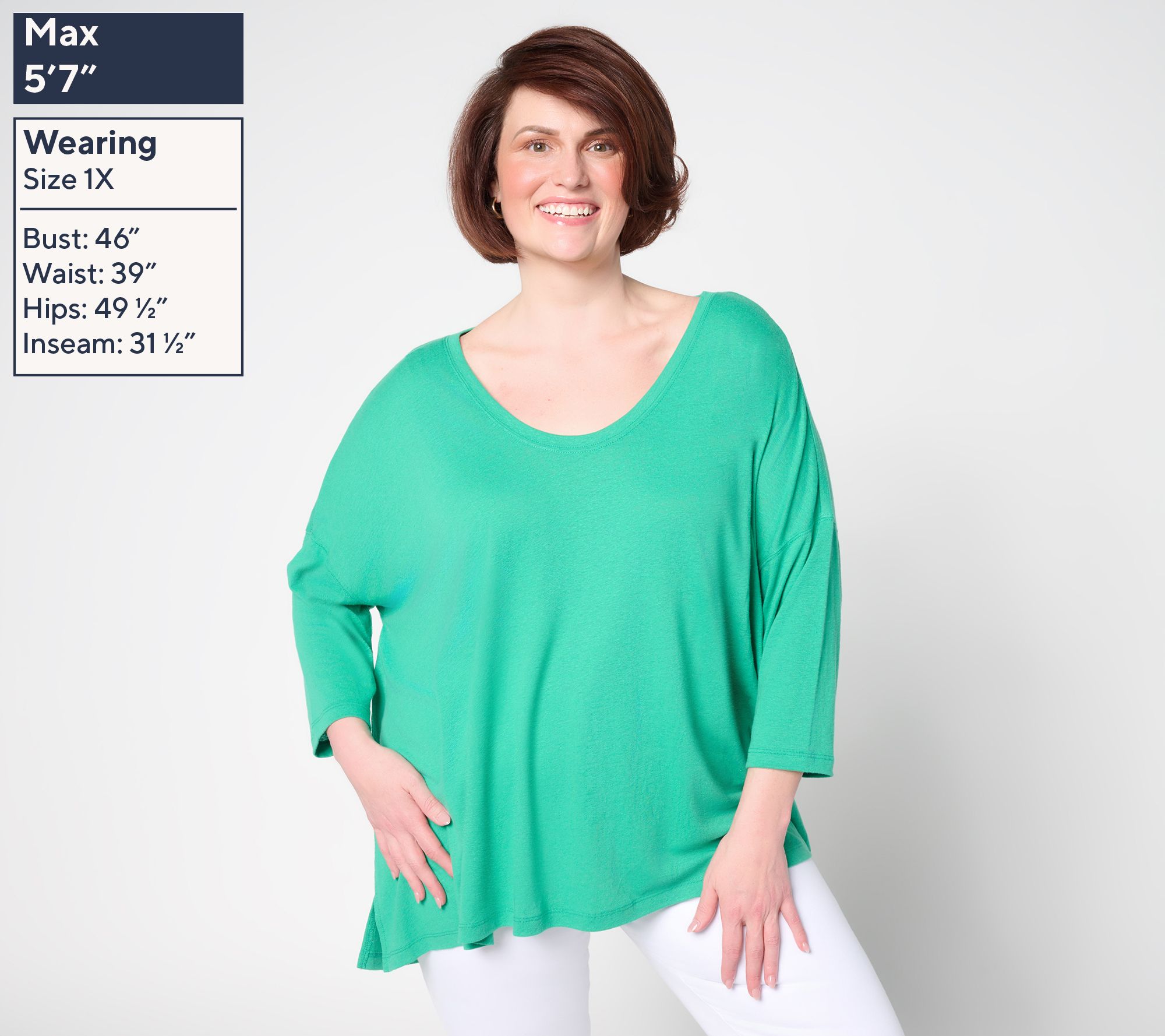 Peace Love World Soft V-Neck 3/4 Sleeve Linen Blend Easy Tee