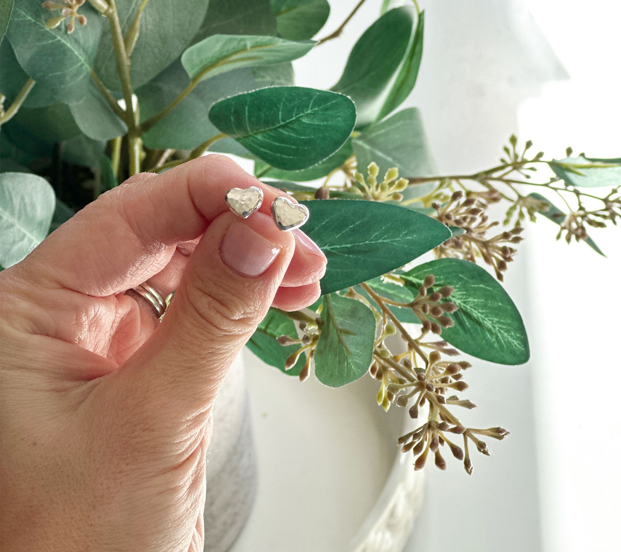 JAI Sterling Silver Hammered Stud Earrings Earrings