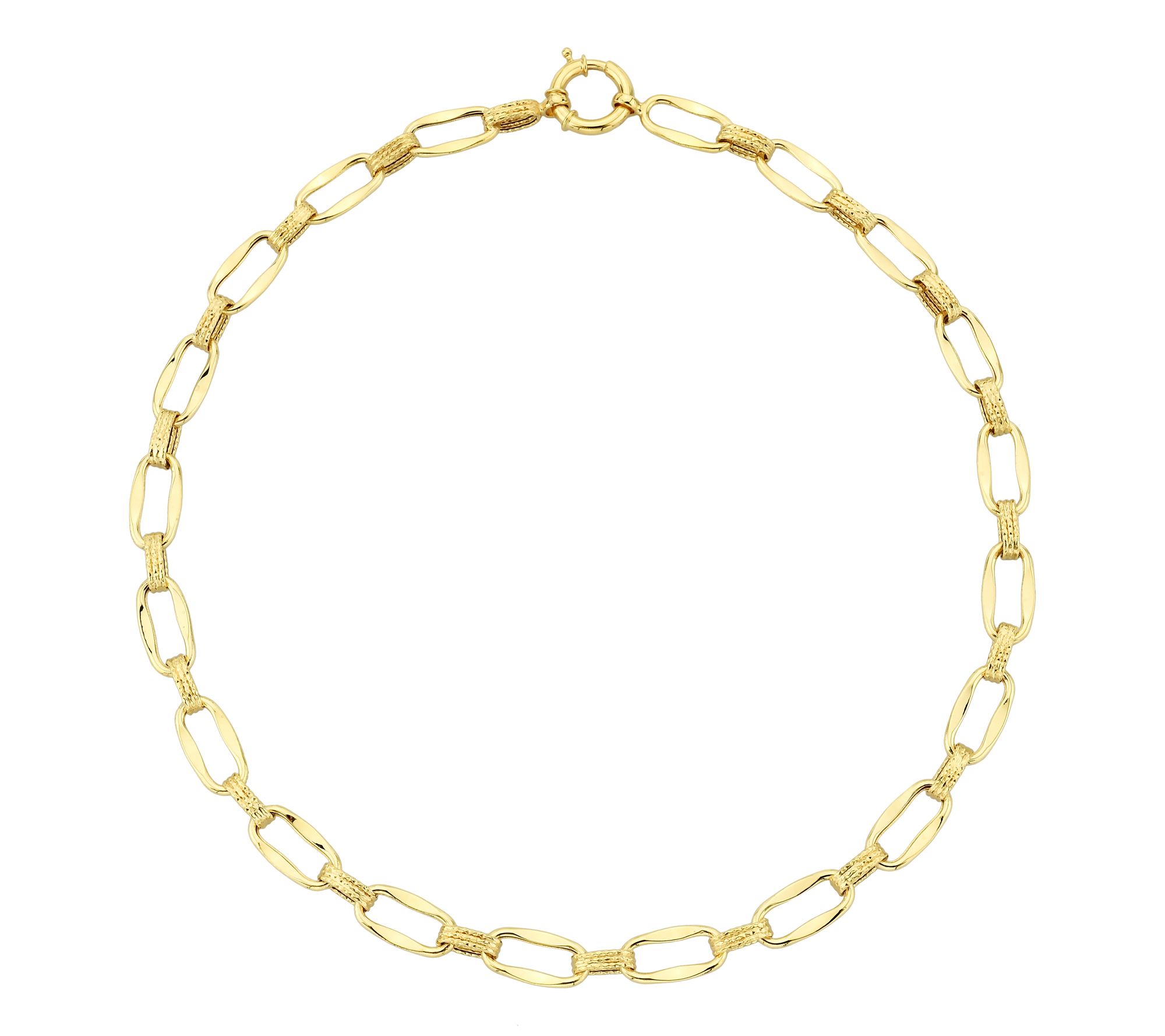 Adorna 14K Gold Oval Hammered Link Necklace