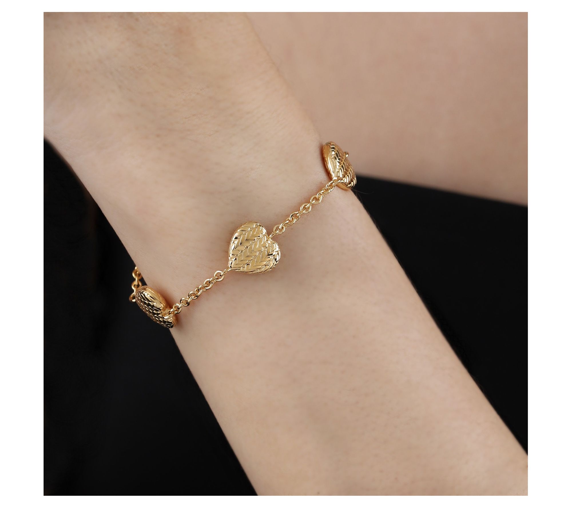 Tiffany Kay Studio 14K Clad Herringbone Heart Station Bracelet