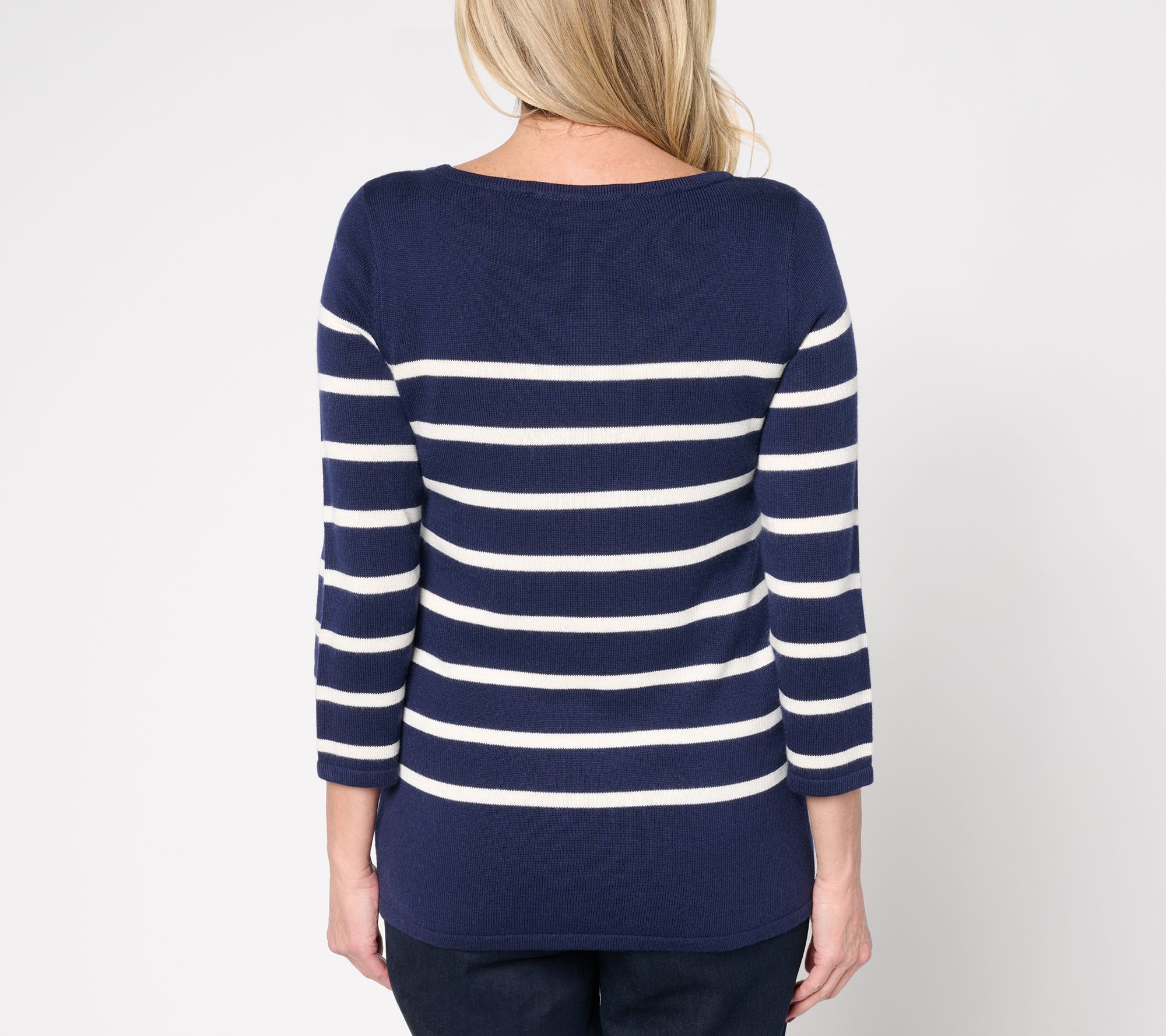 Martha Stewart Signature Striped 3/4-Sleeve Sweater