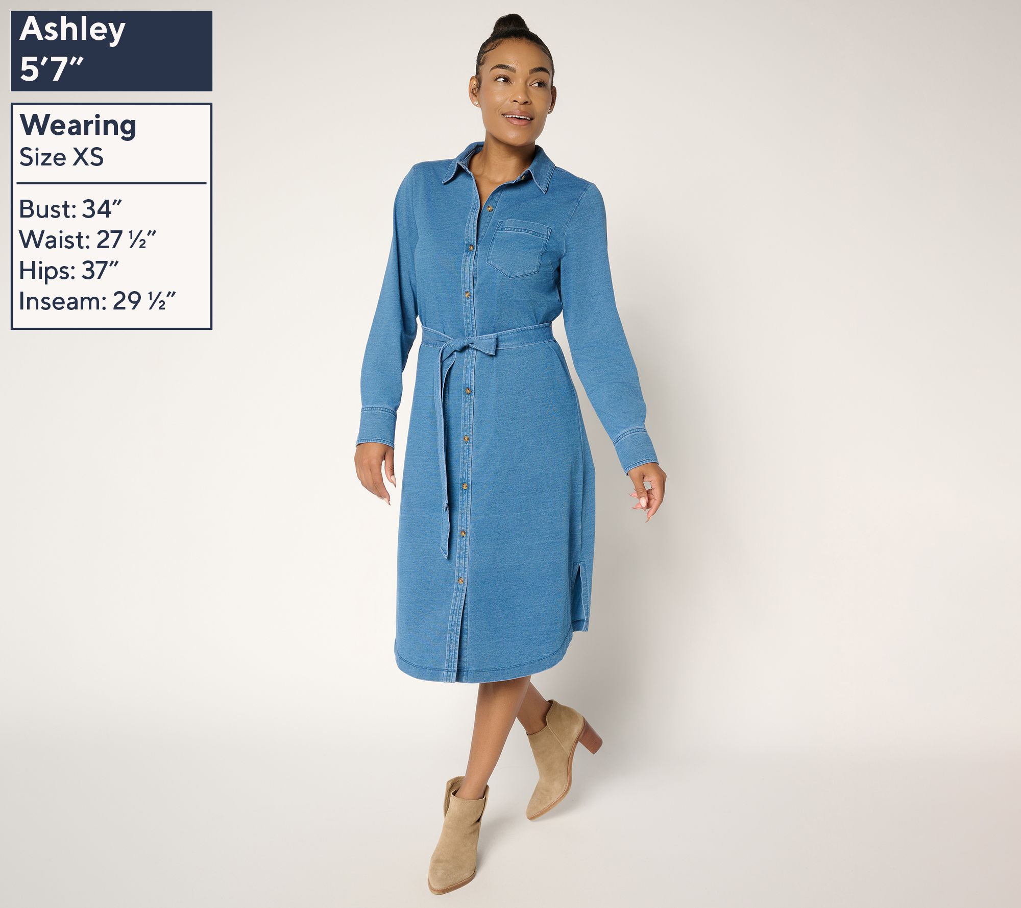 Ree by The Pioneer Woman Regular Knit Denim Shirt Dress