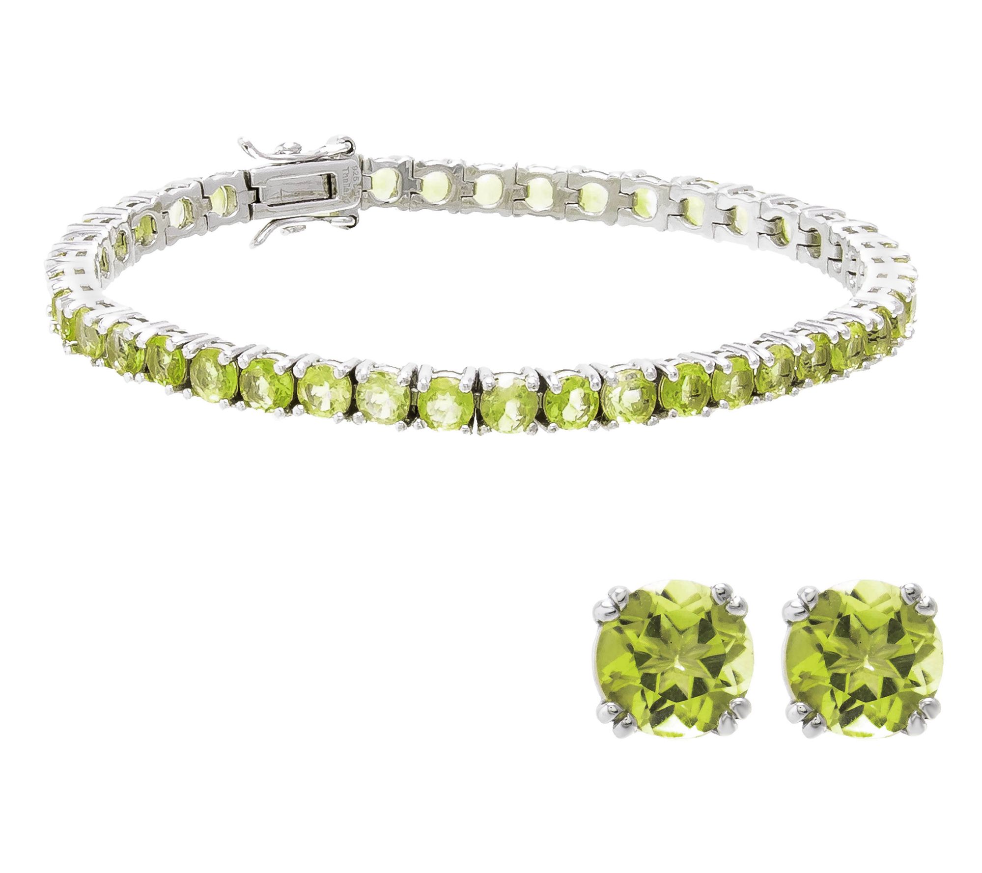 Affinity Gems Bracelet & Stud Earrings Set, Sterling Silver
