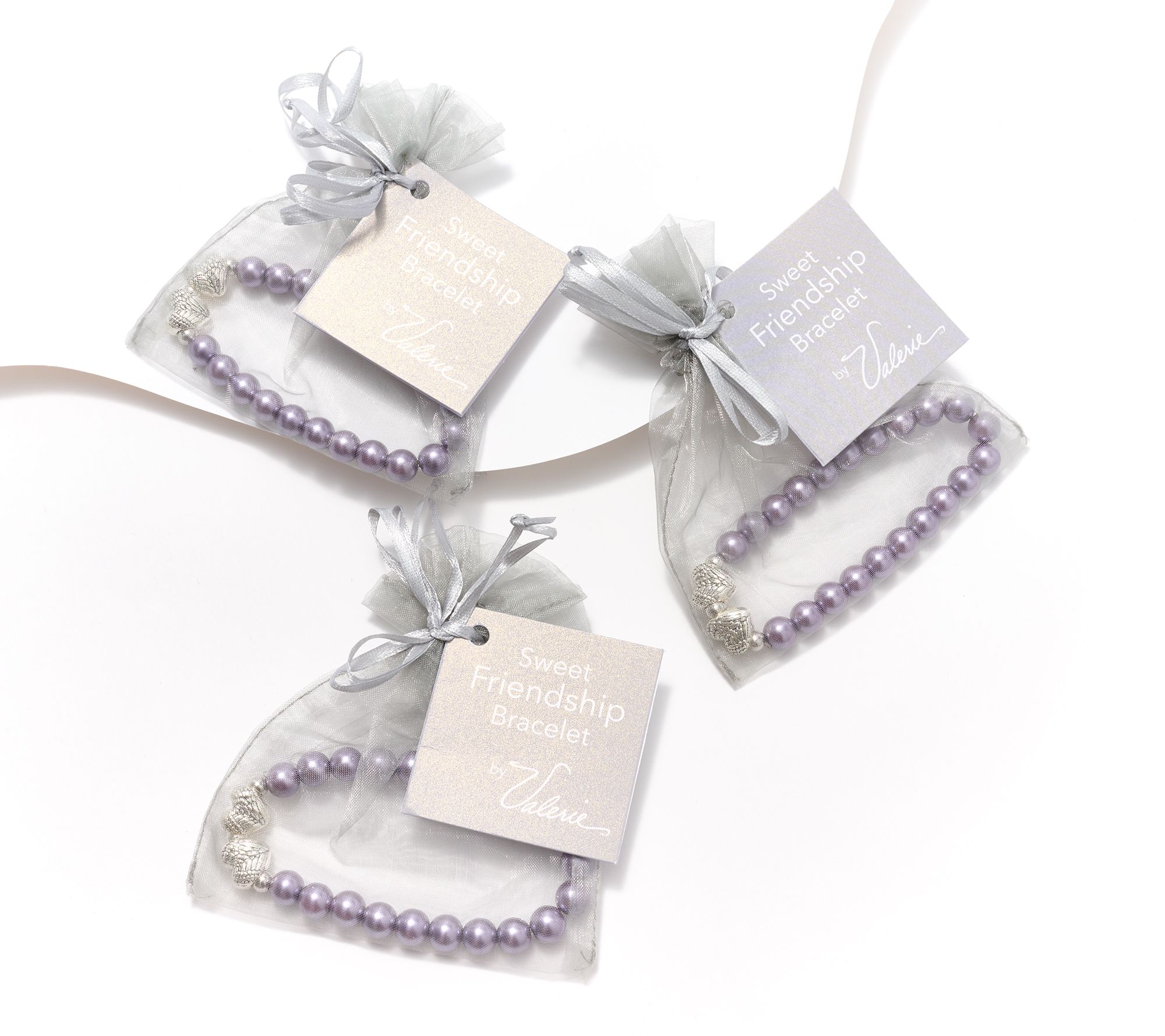 Faithful Heart 3Pc Faux Pearl Bracelets w/ Angel Wings by Valerie