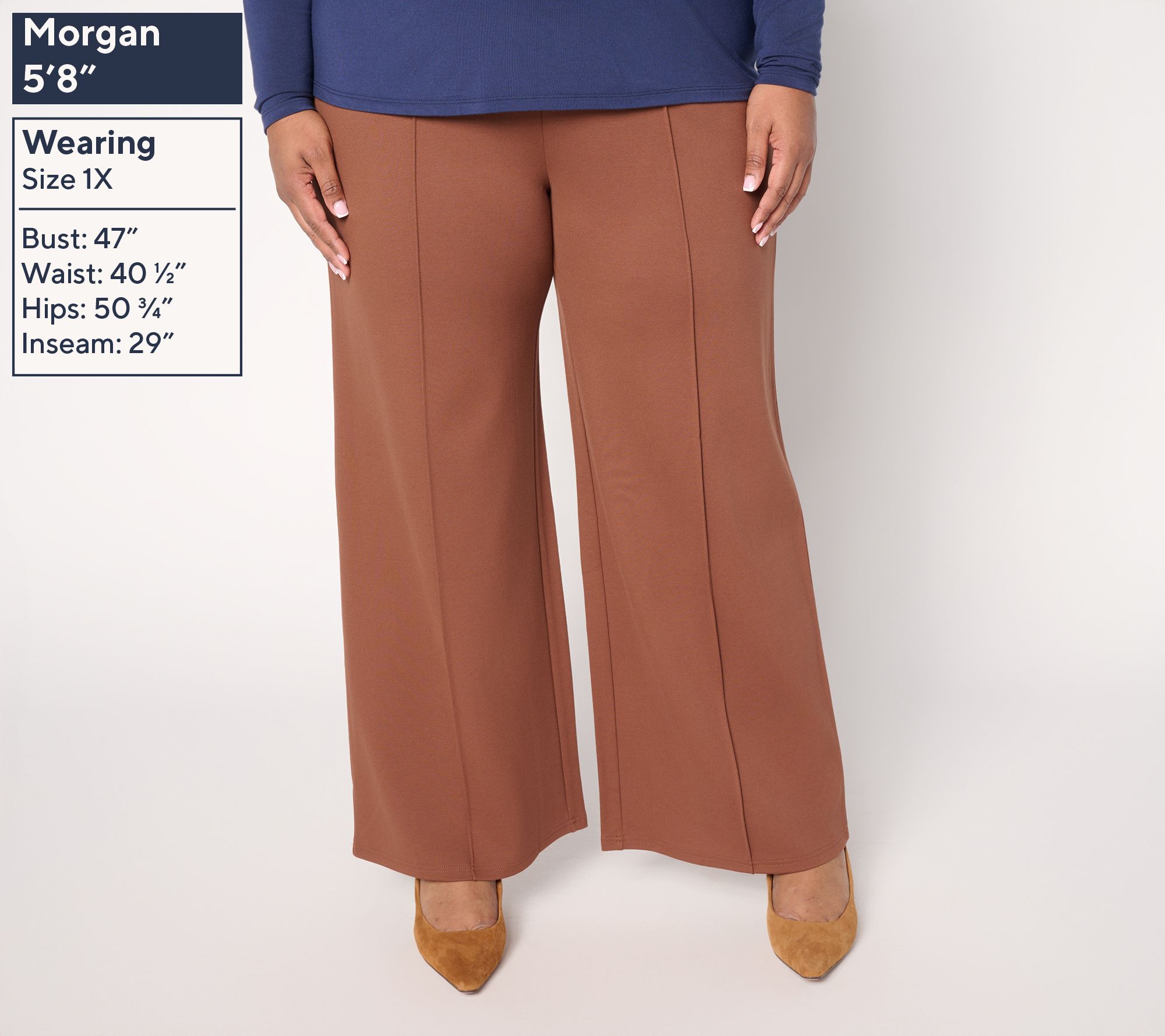 Joan Rivers Petite Bitsy Wide Leg Pull-On Ponte Pants