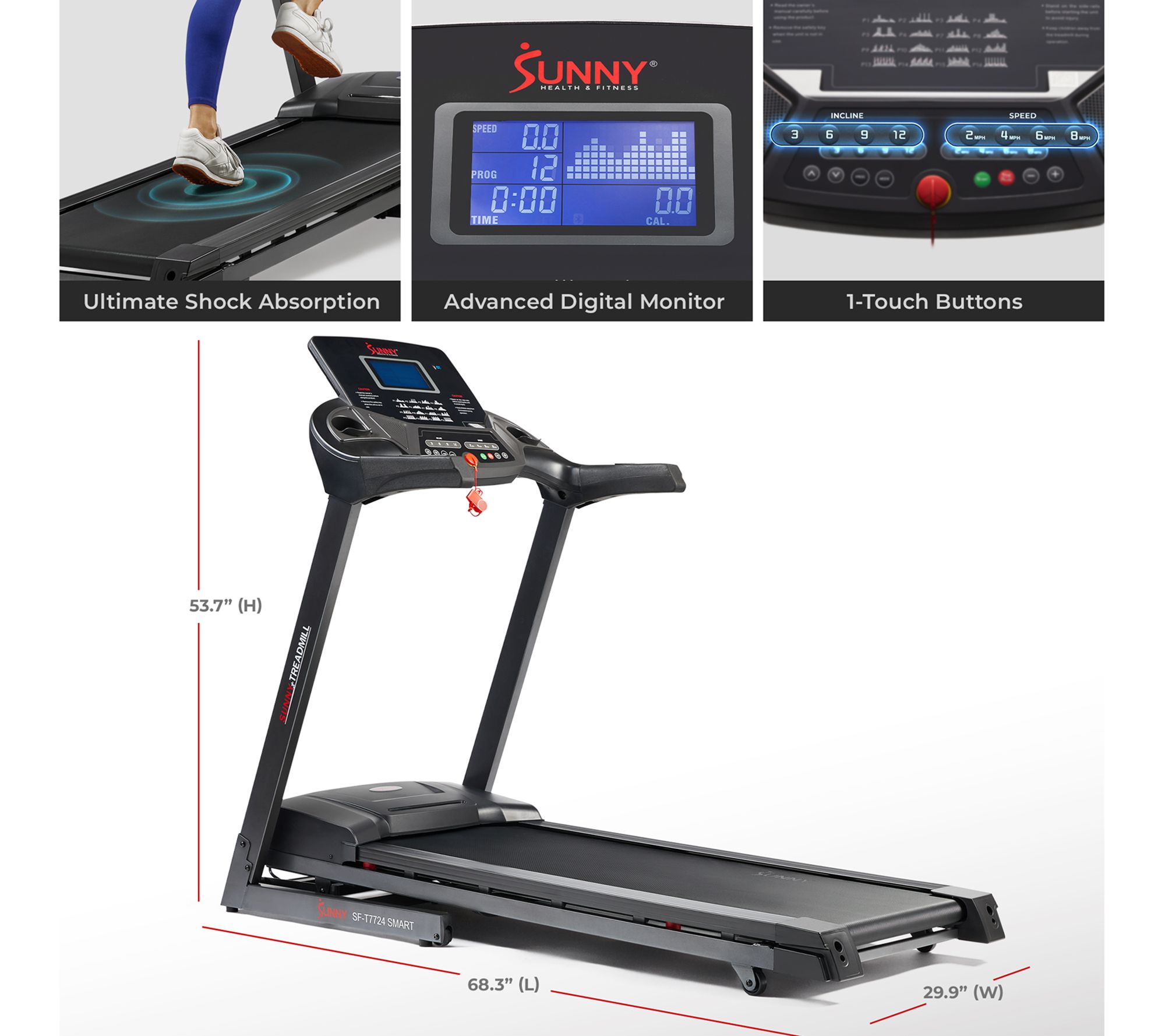 Sunny Motorized Auto Incline Smart Treadmill