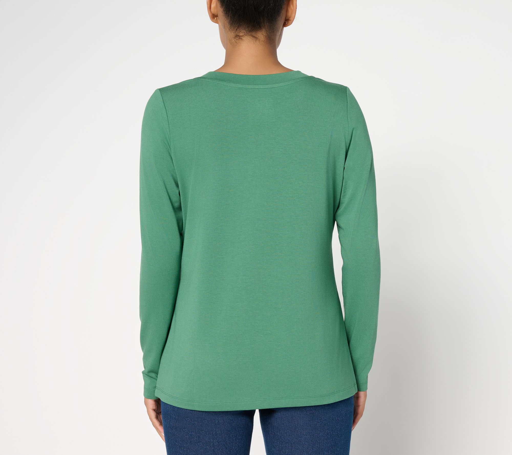 Denim & Co. Essentials So Soft Jersey Ruched Neck Top