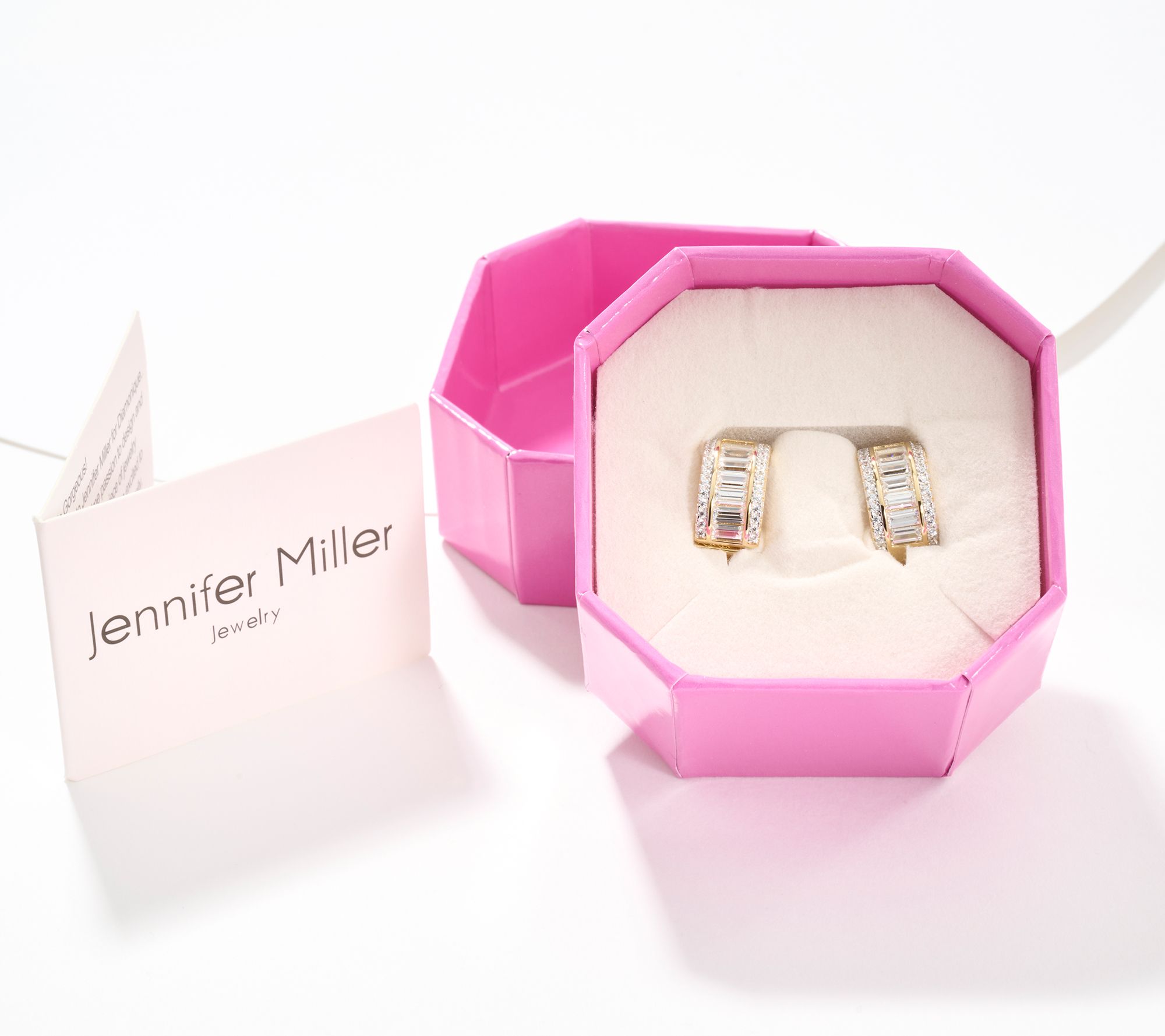 Diamonique x Jennifer Miller Clip On Baguette Earrings, Sterl