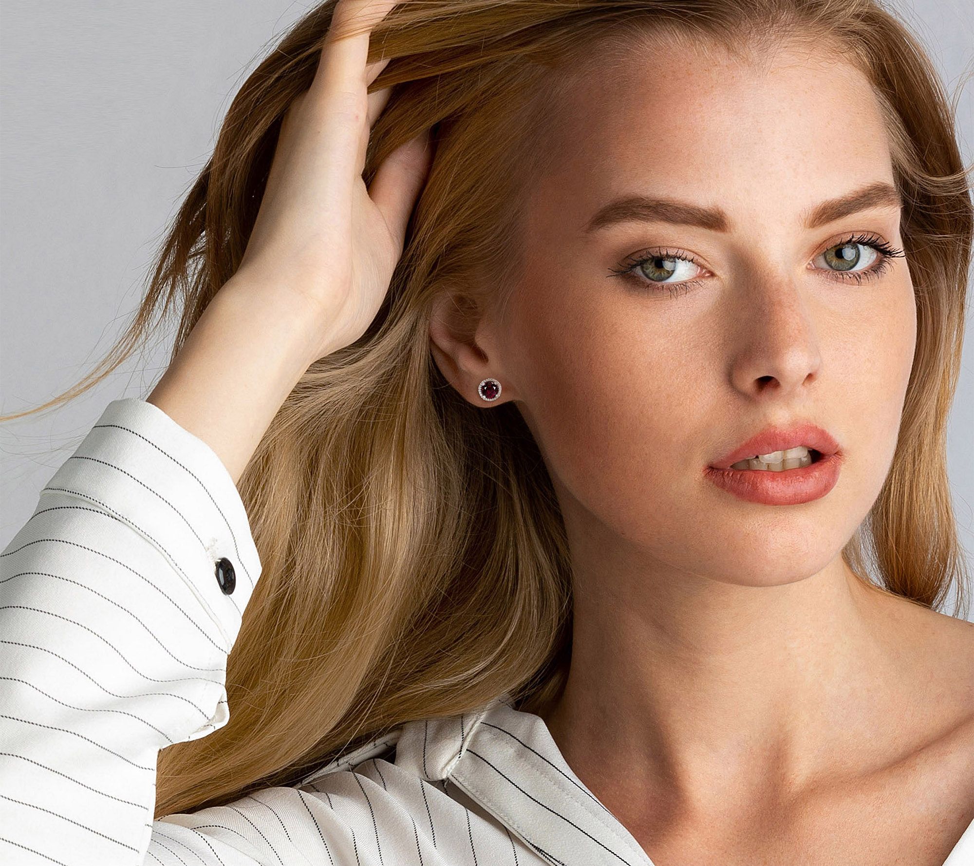 Bellini 14K 4.50 cttw Rhodolite and 0.25 cttw Diamond Earrings