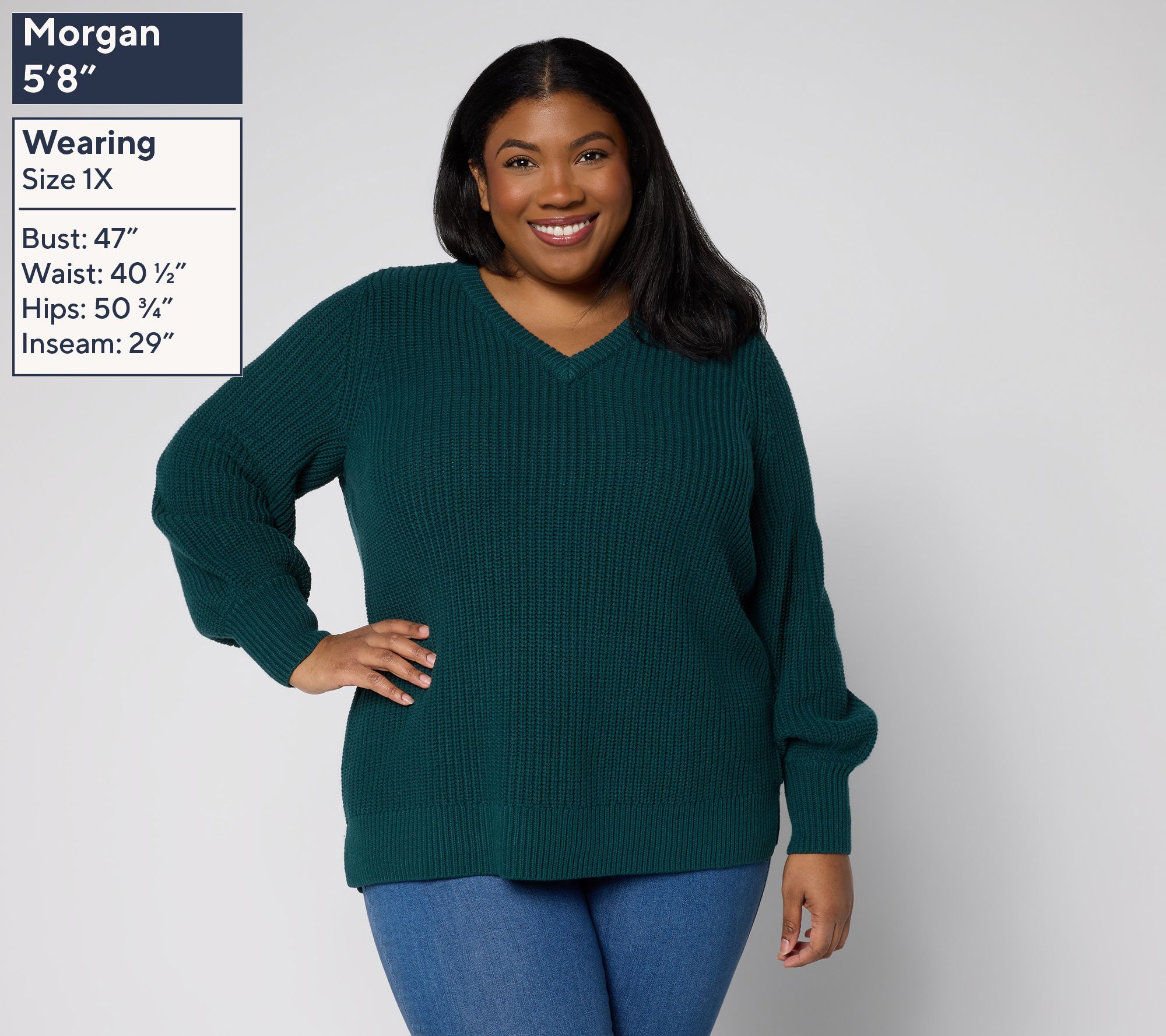 Belle by Kim Gravel Chunky Shaker Knit Bishop Sleeve Sweater