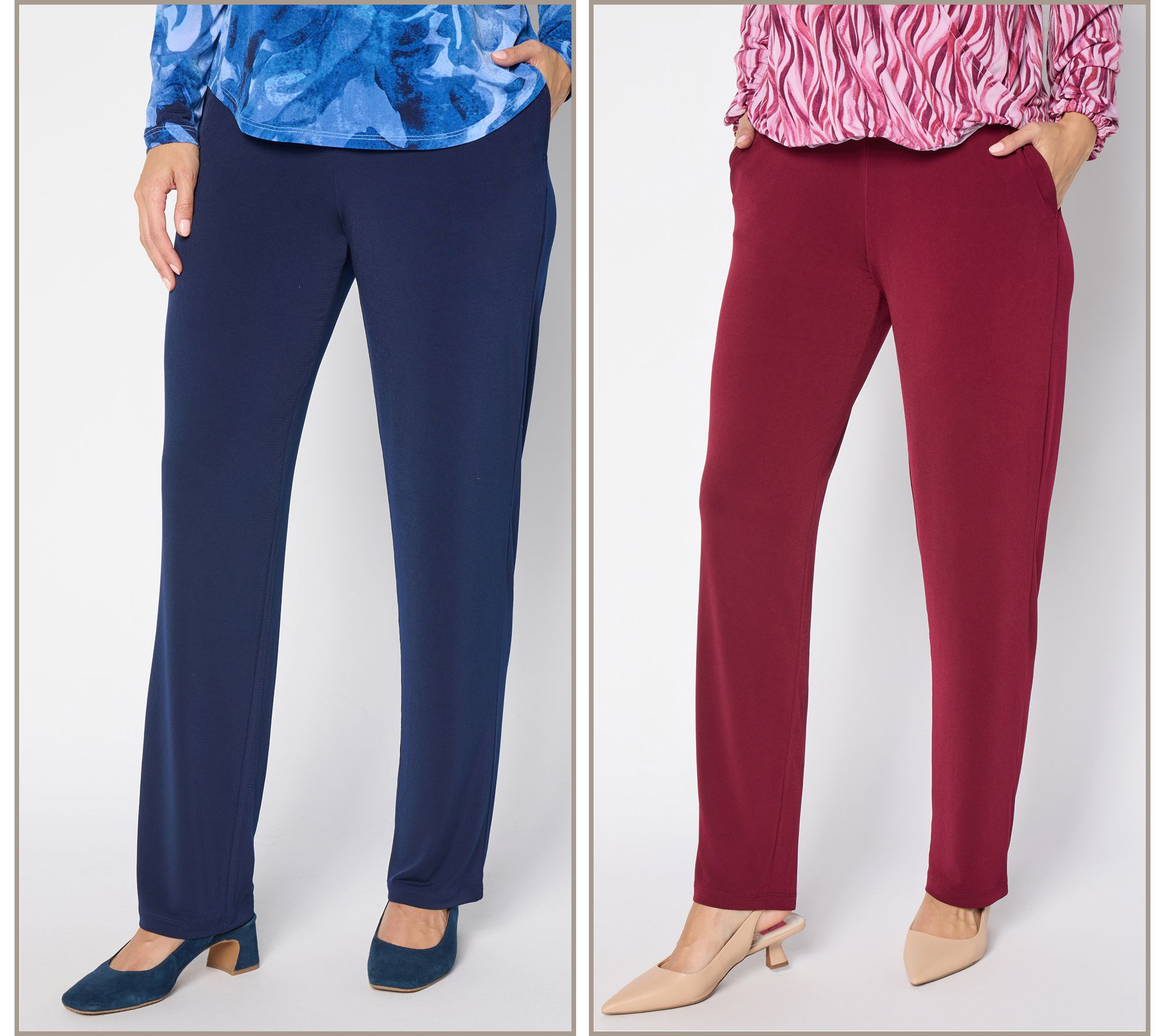Susan Graver Essentials Regular Set of 2 Liquid Knit Pants