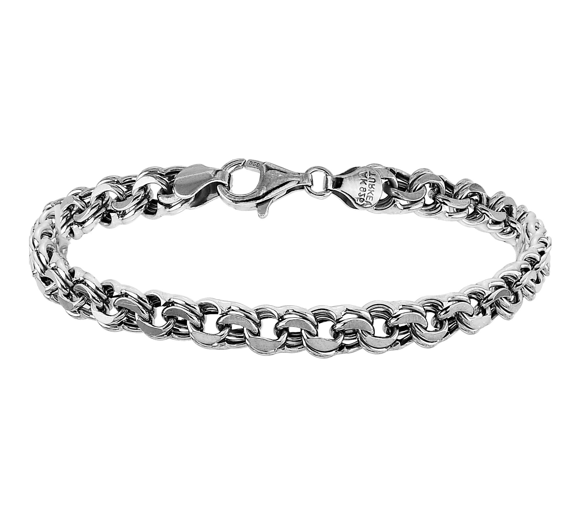 Silver Style 6mm Diamond Cut Rolo Link Bracelet, Sterling