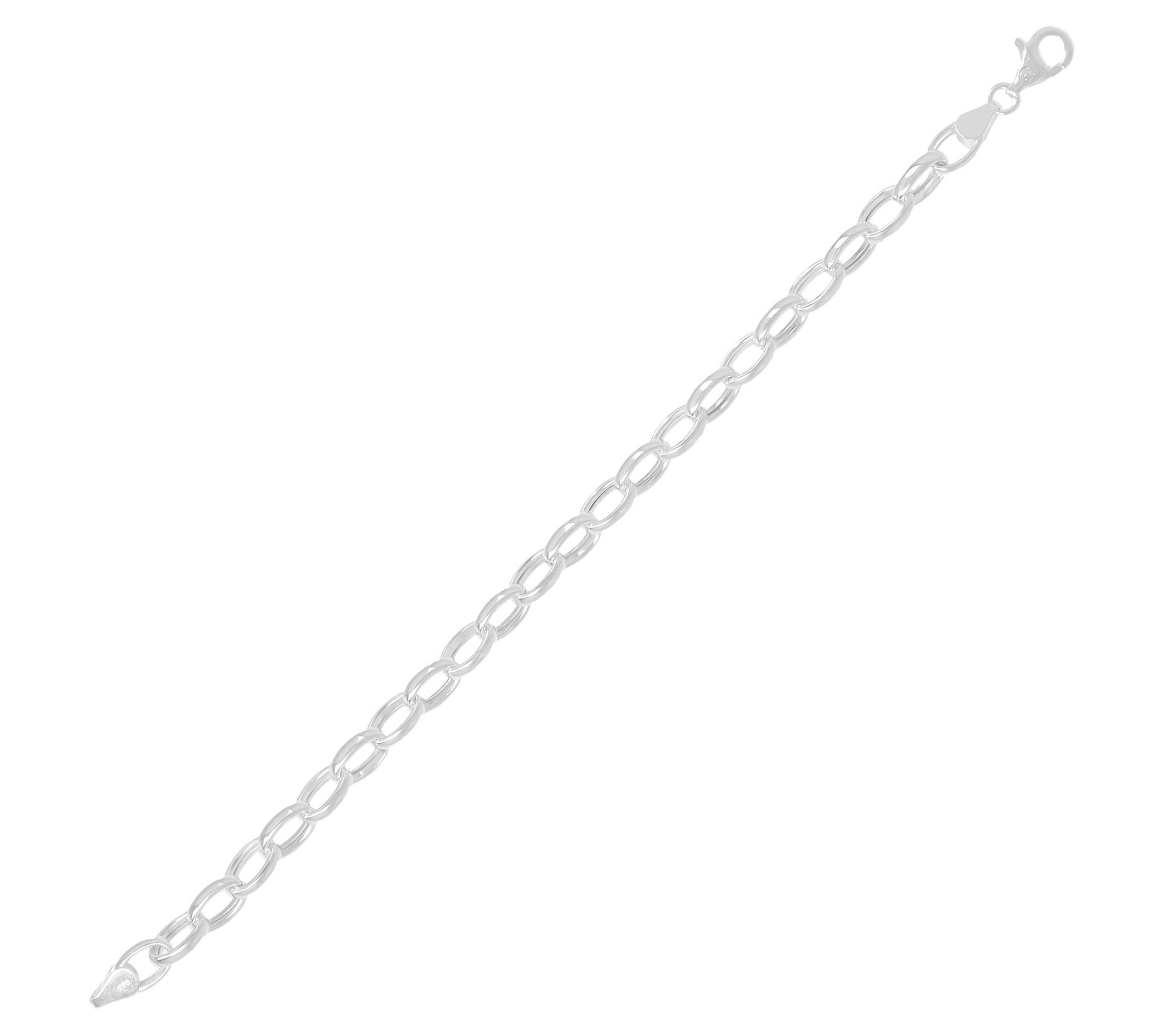 UltraFine Silver Polished Oval Rolo Link Bracelet, 6.1g