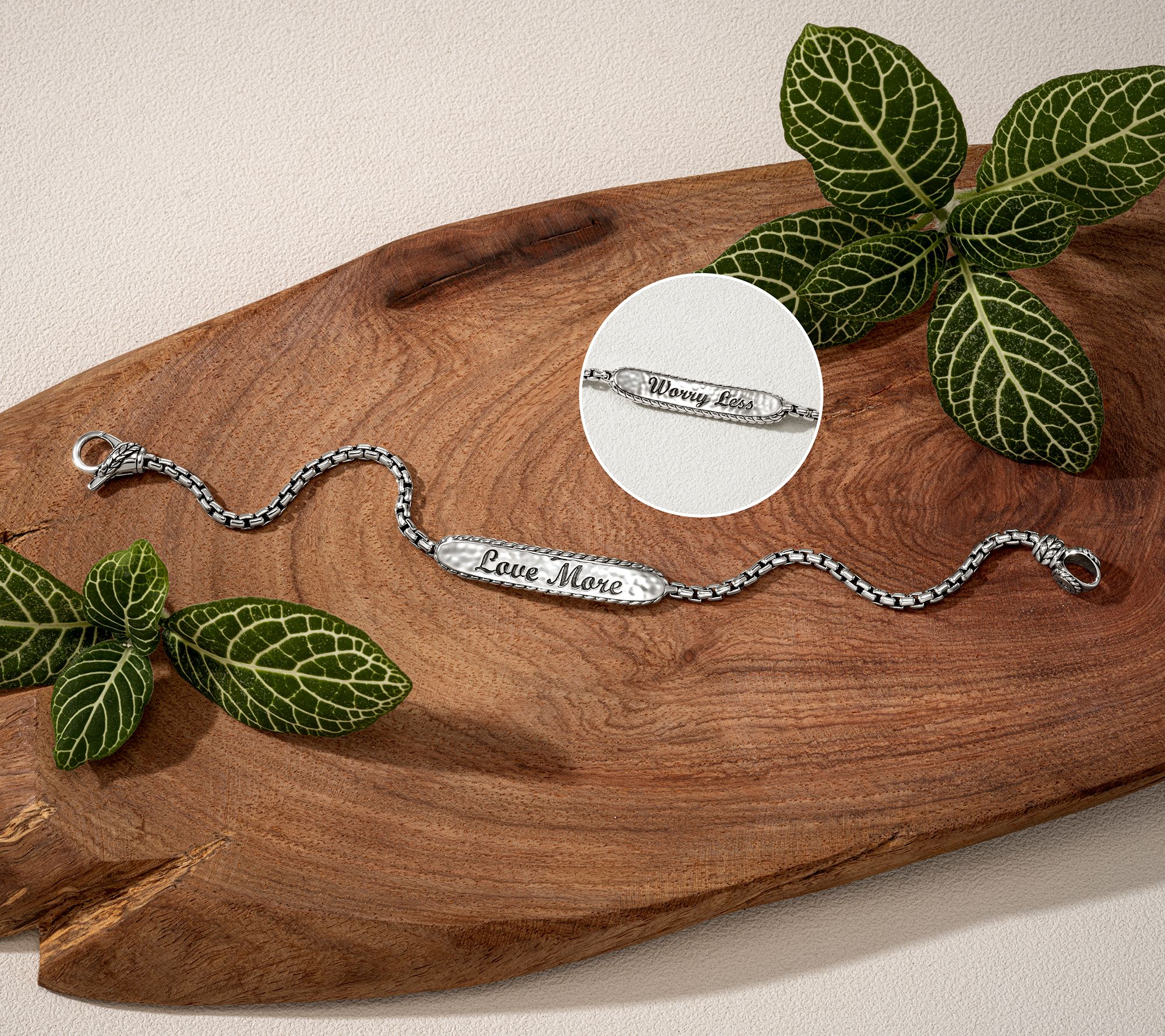 JAI Sterling Silver Love More, Worry Less 2.7mm Bracelet