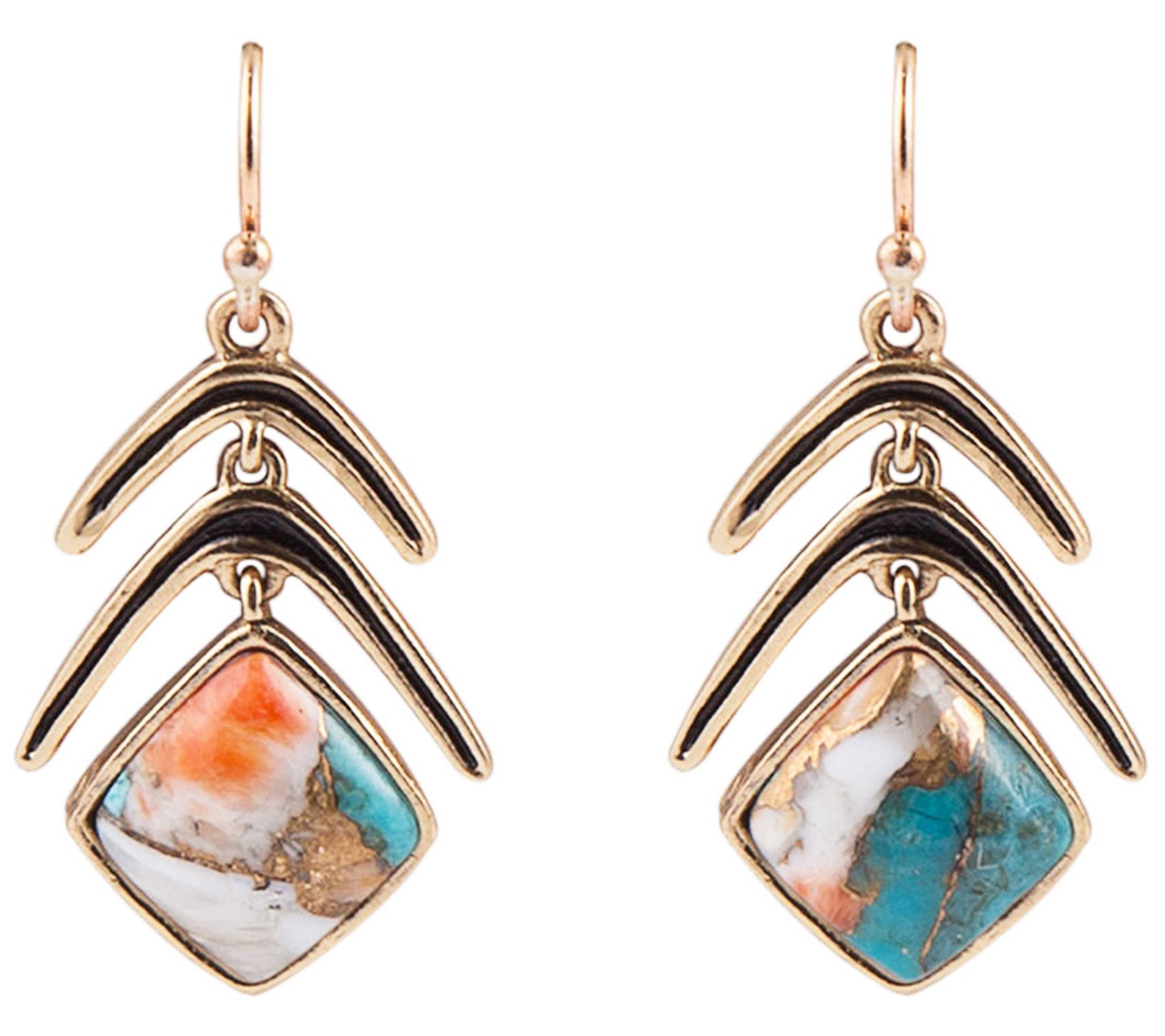 Barse Composite Turquoise w/ Infused Metal M atrix Earrings